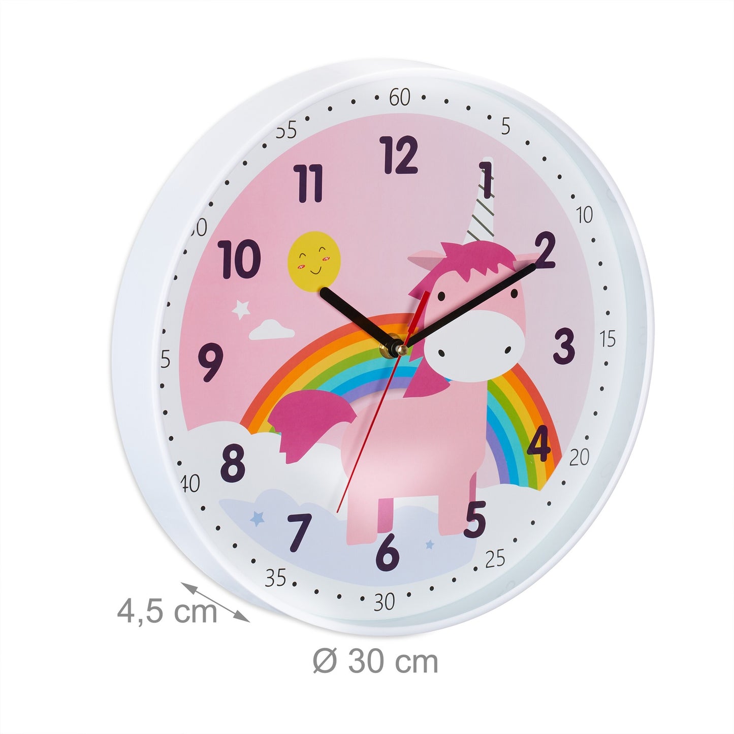 Unicorn Wall Clock with Easy-Read Numbers