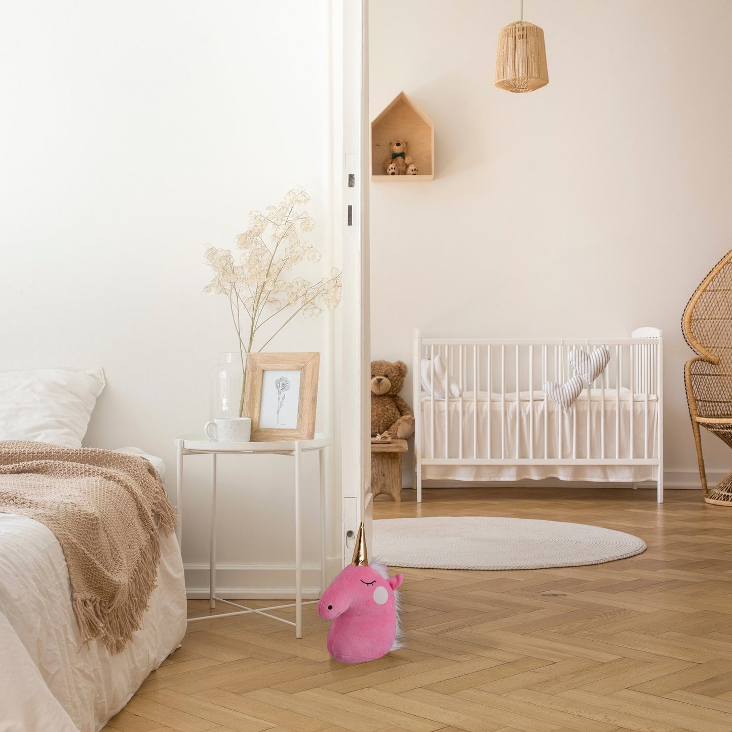 Unicorn door stop in pink