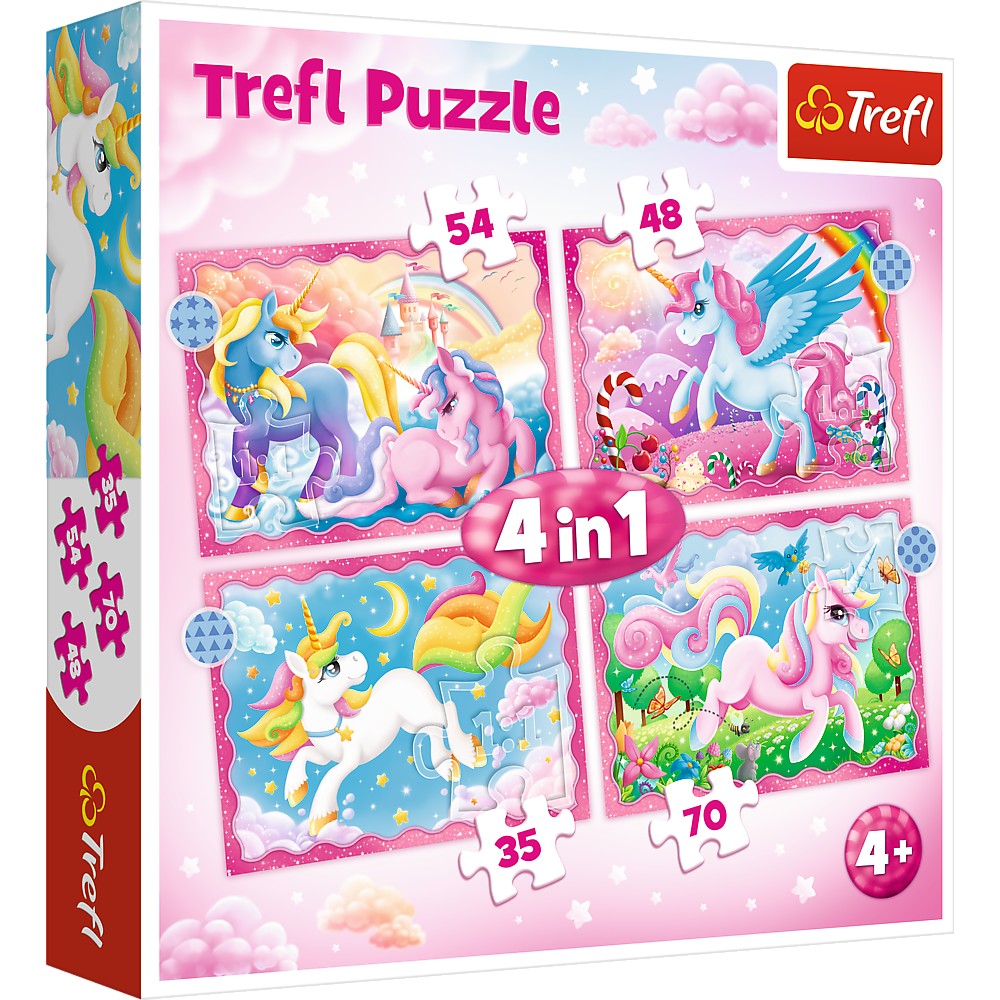 Unicorns 4-in-1 Puzzle Set for Kids, Fun and Educational