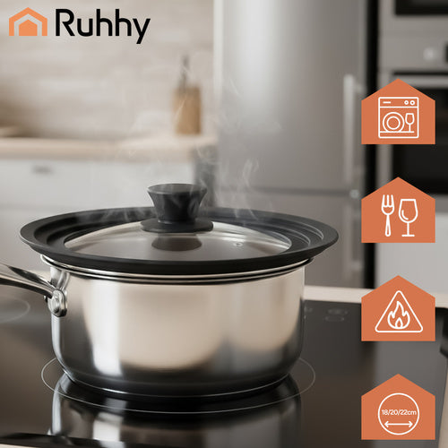 Universal 3-in-1 Silicone-Glass Lid for Pots 18/20/22cm