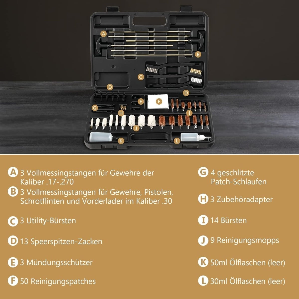 Universal Gun Cleaning Kit – Brass Rods, Brushes, Carry Case