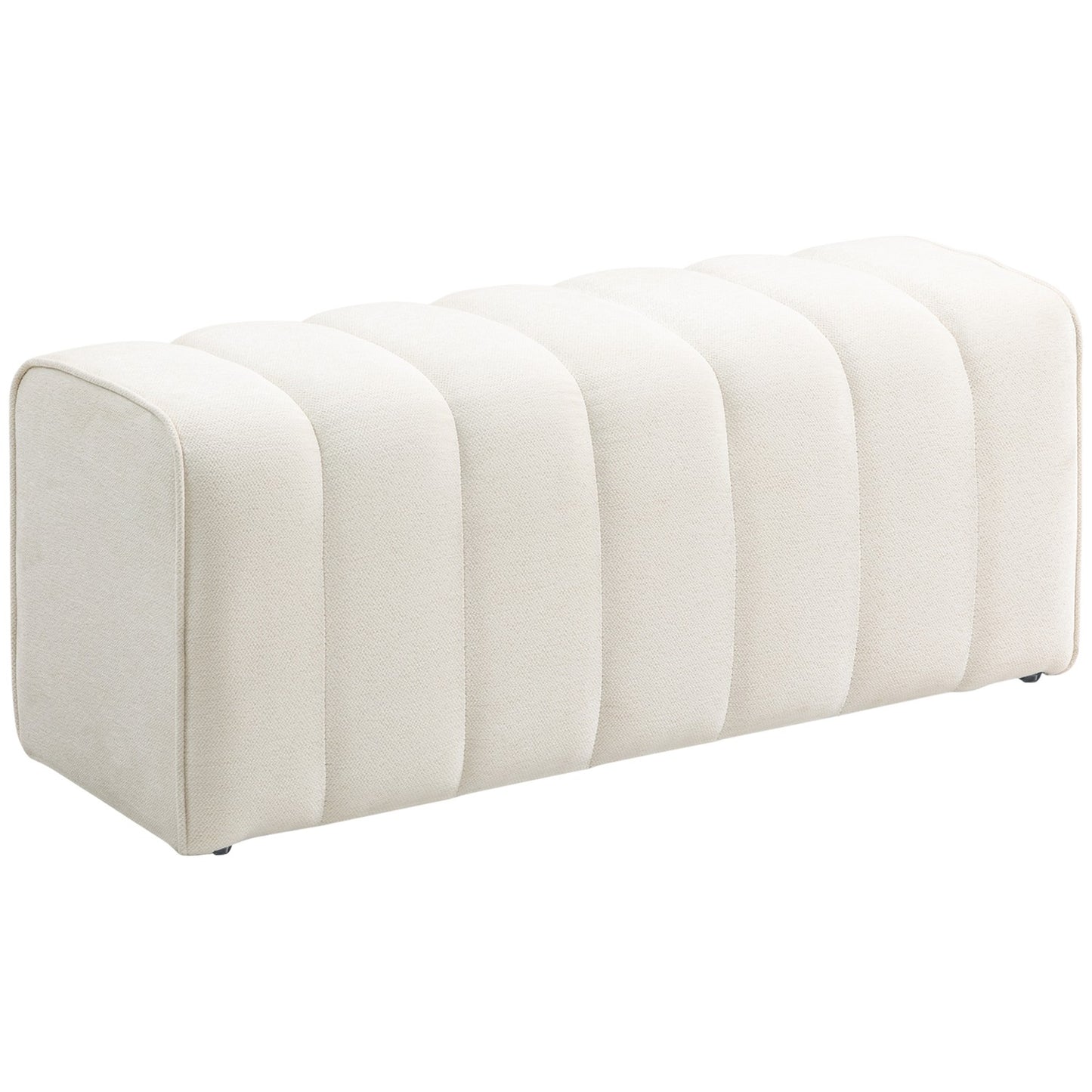 Upholstered Bedroom Bench, Wood Frame, 220kg Capacity, Cream