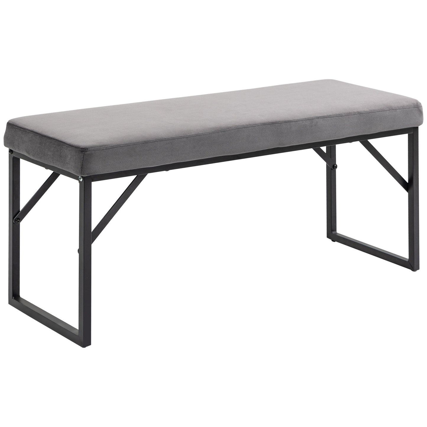 Dark gray velvet upholstered bench for bedroom or hall