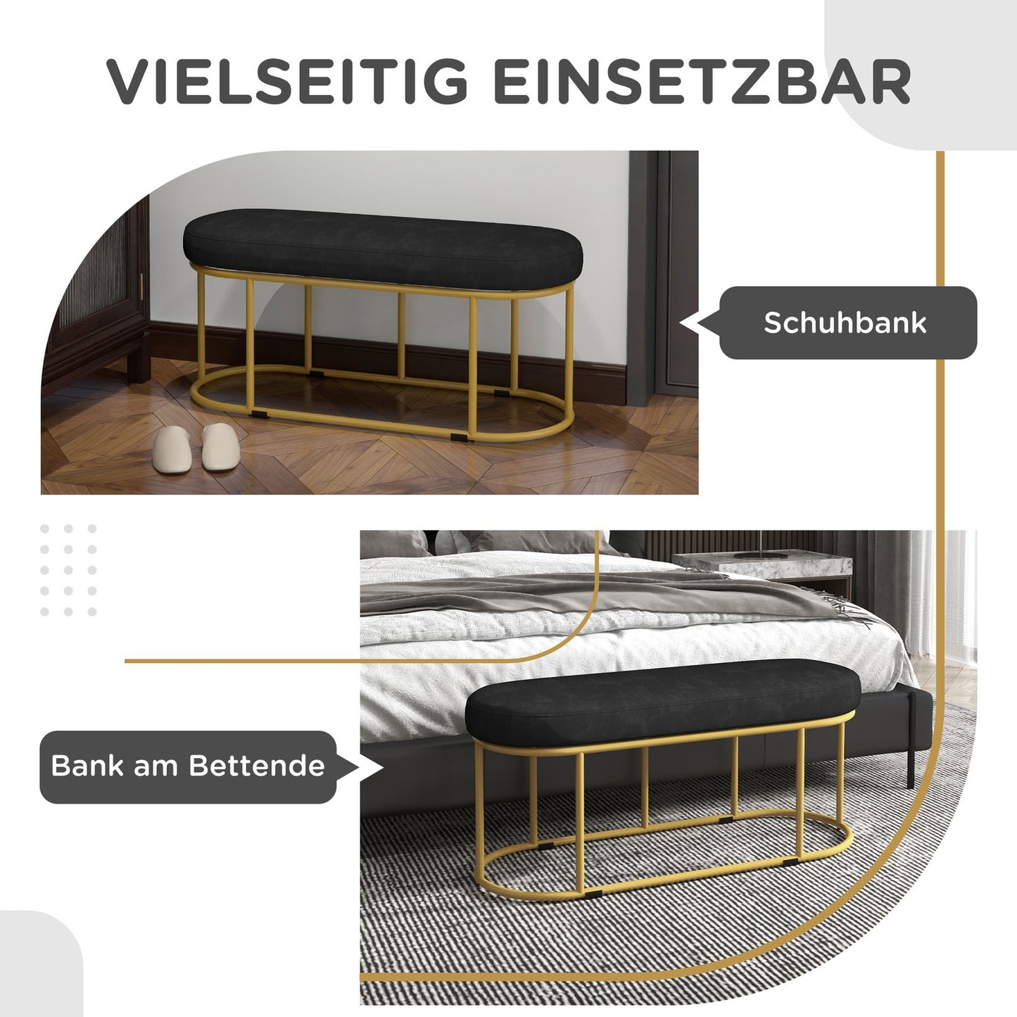 Upholstered bench in velvet look, steel, capacity 200 kg, blue