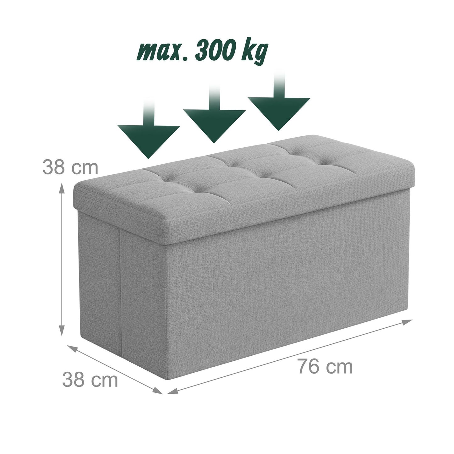 Upholstered Storage Bench – Foldable, Seats Two