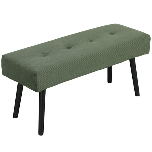 Upholstered bench with corduroy cover, bed bench with metal legs, shoe bench 100 x 36 x 45 cm Green