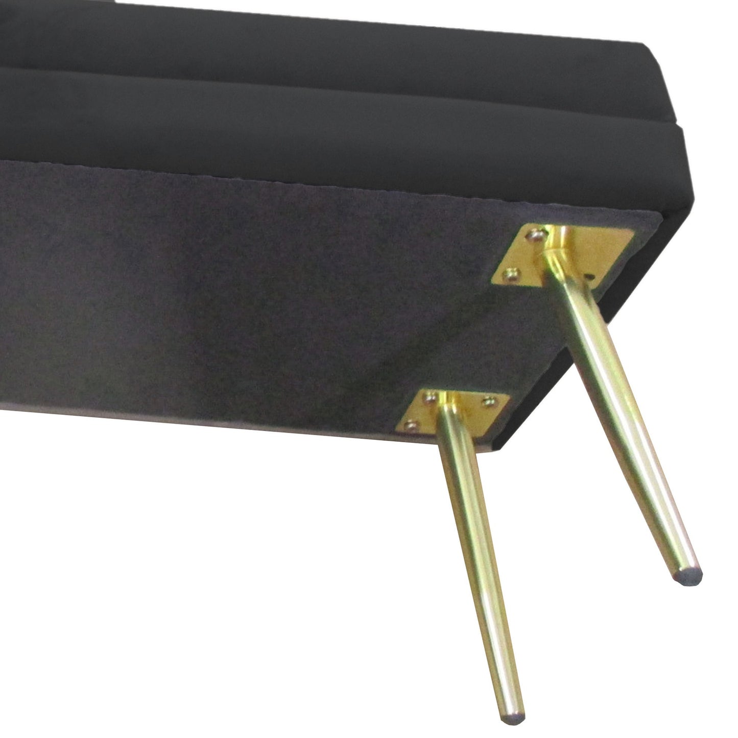 Black Upholstered Storage Bench, Steel, 100x37.5x42 cm