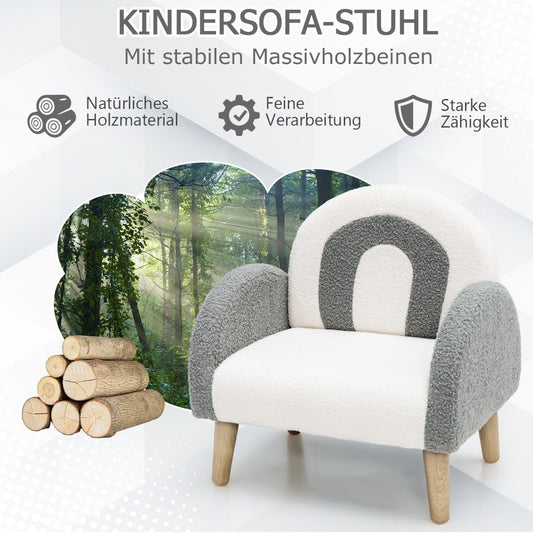 Upholstered children's sofa with solid wood legs children's armchair gray