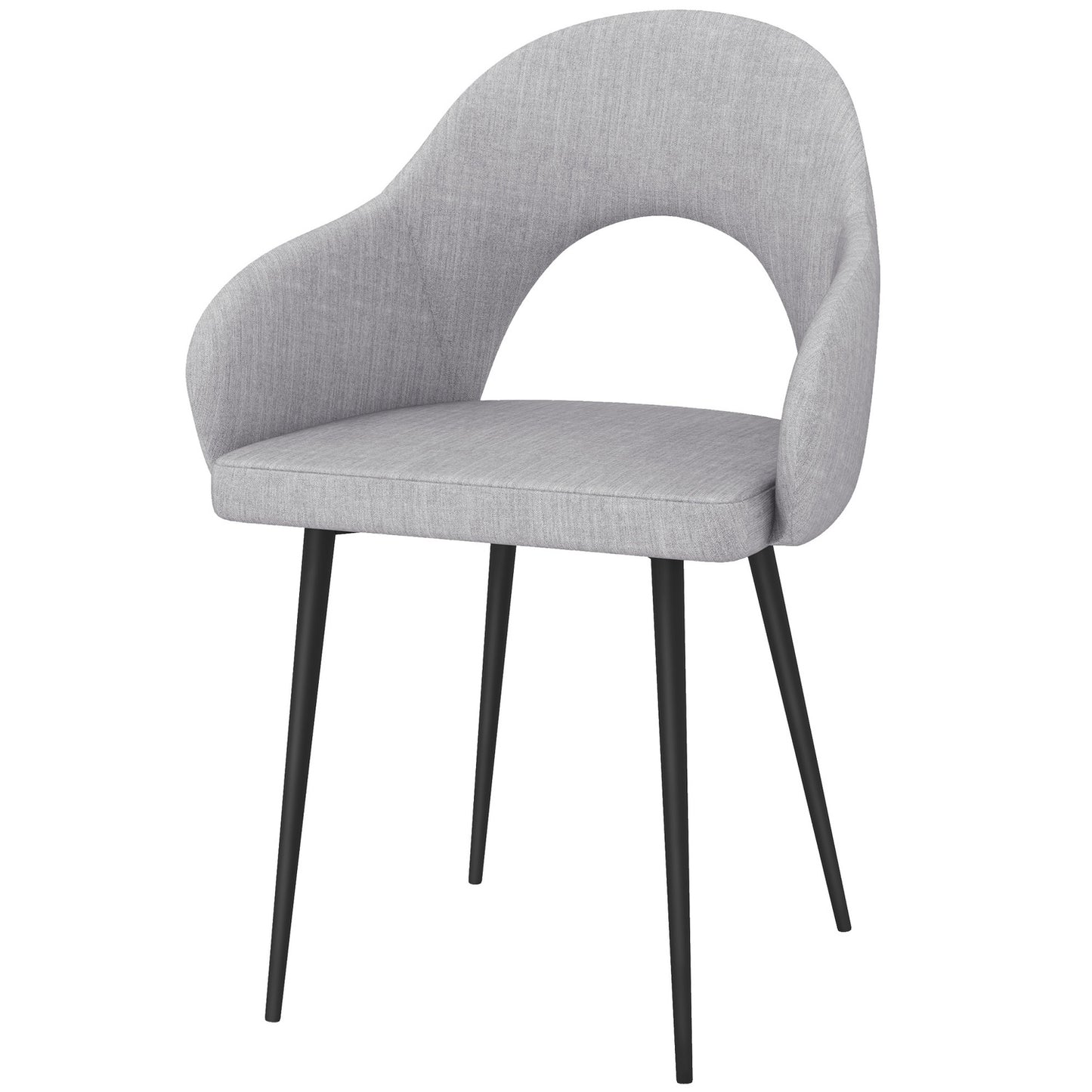 Relaxation chair in gray linen look with armrests, steel frame