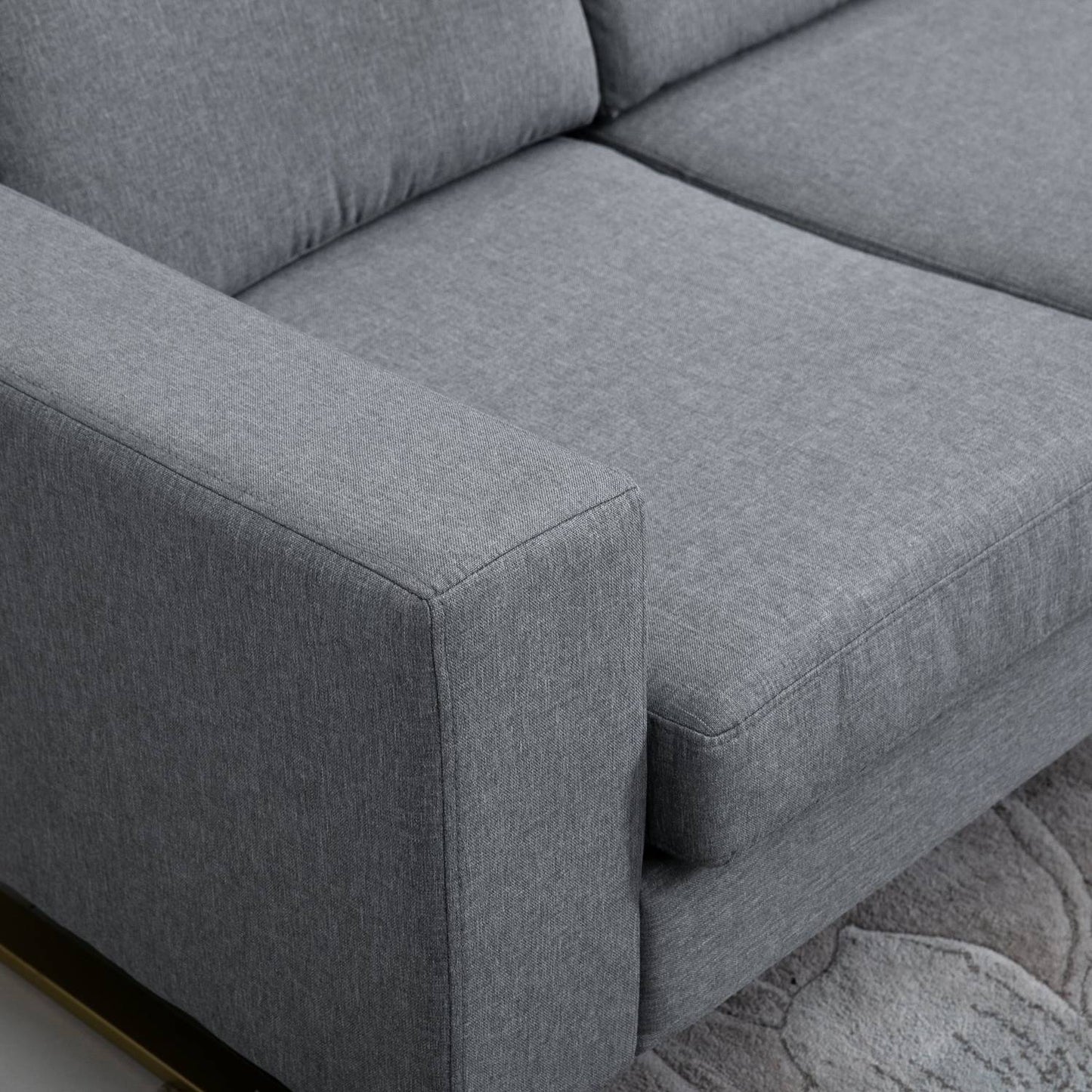 3-seater dark gray upholstered fabric sofa, linen finish