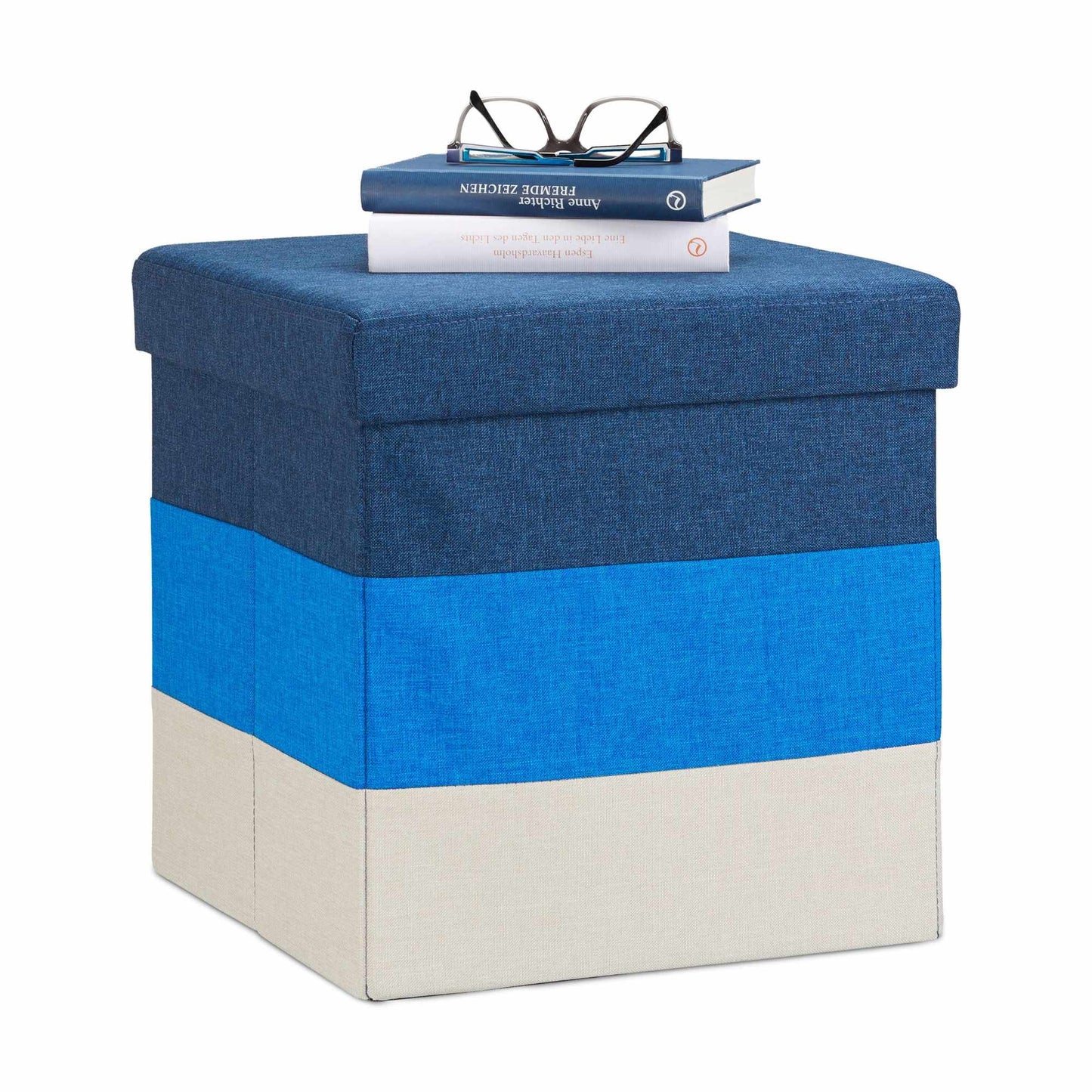 Upholstered stool with colorful stripes
