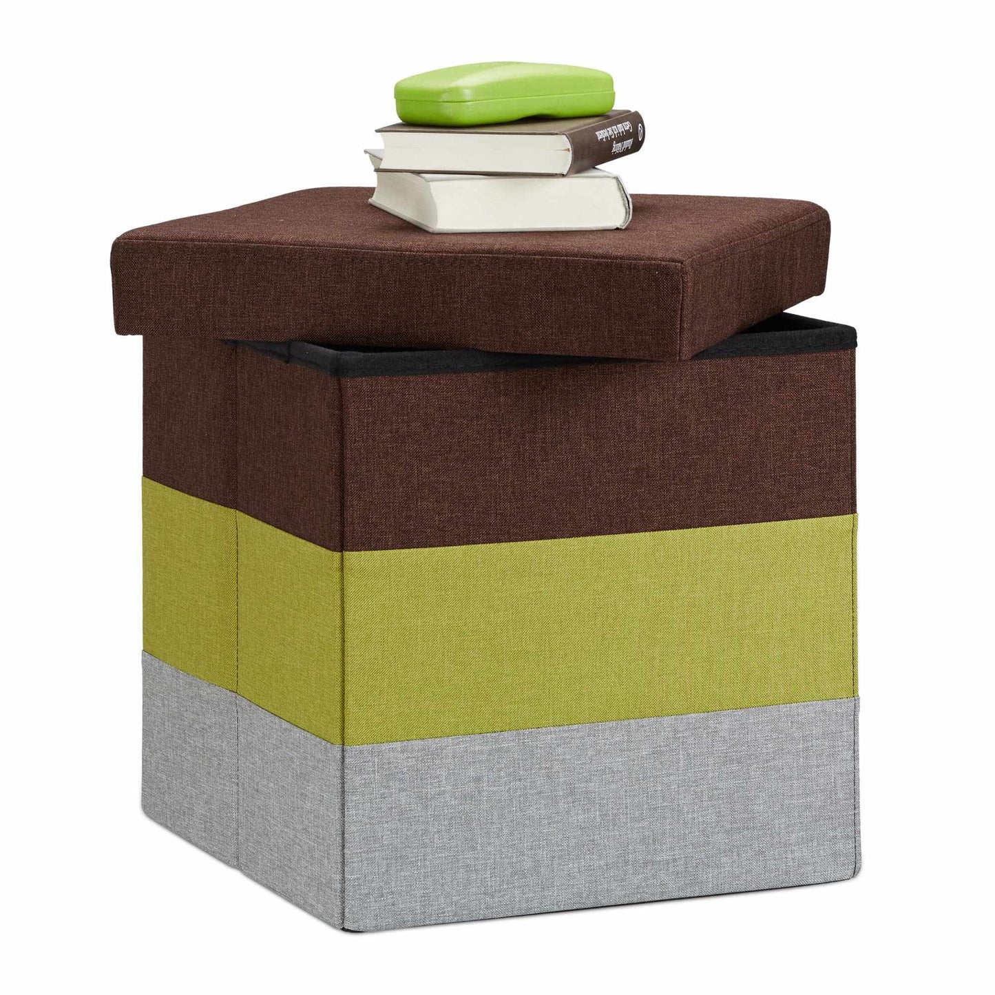 Upholstered stool with colorful stripes
