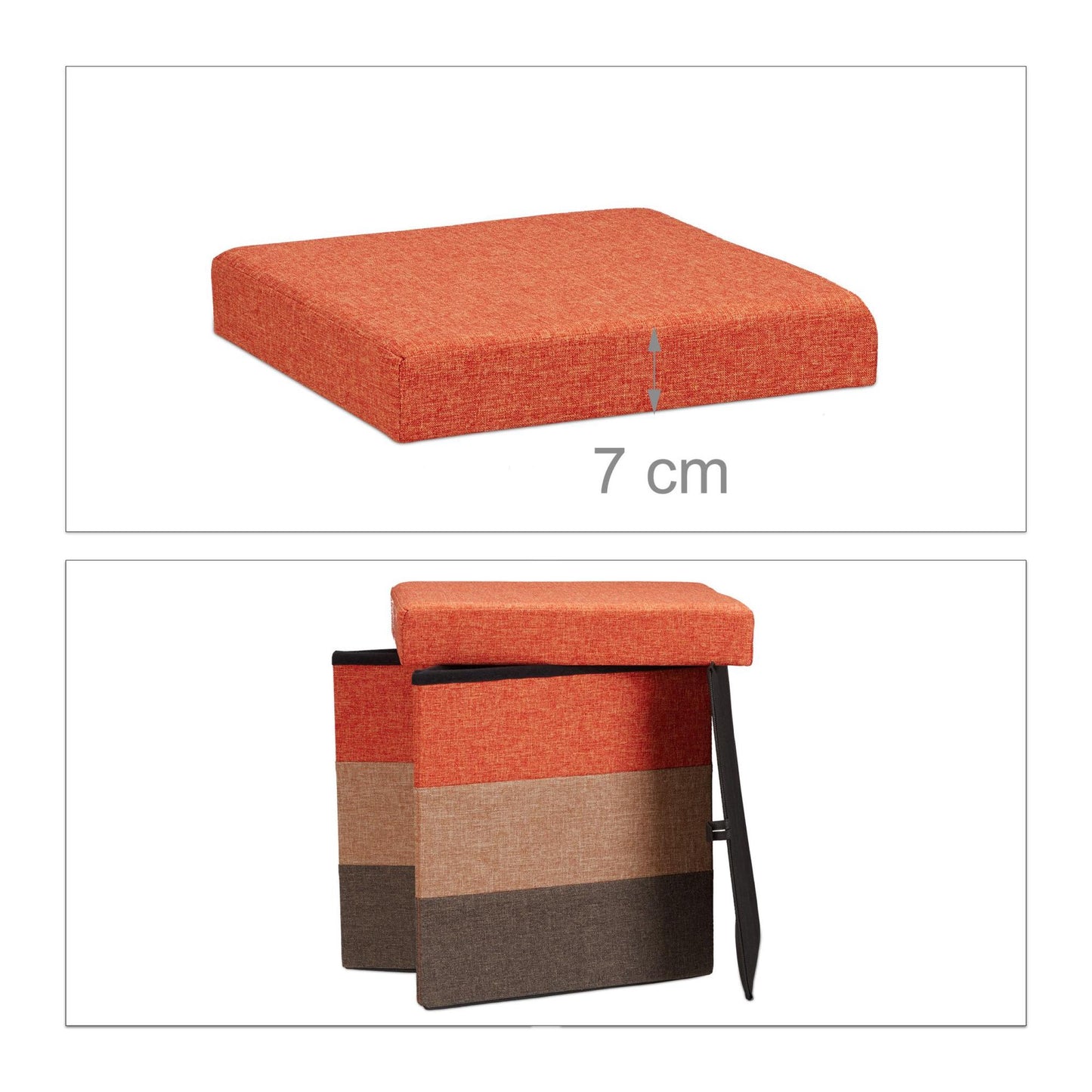 Upholstered stool with colorful stripes