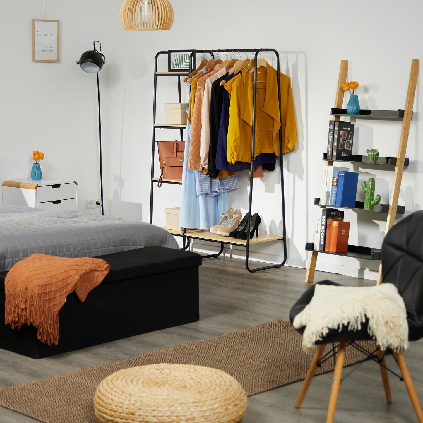 Upholstery with shelves
