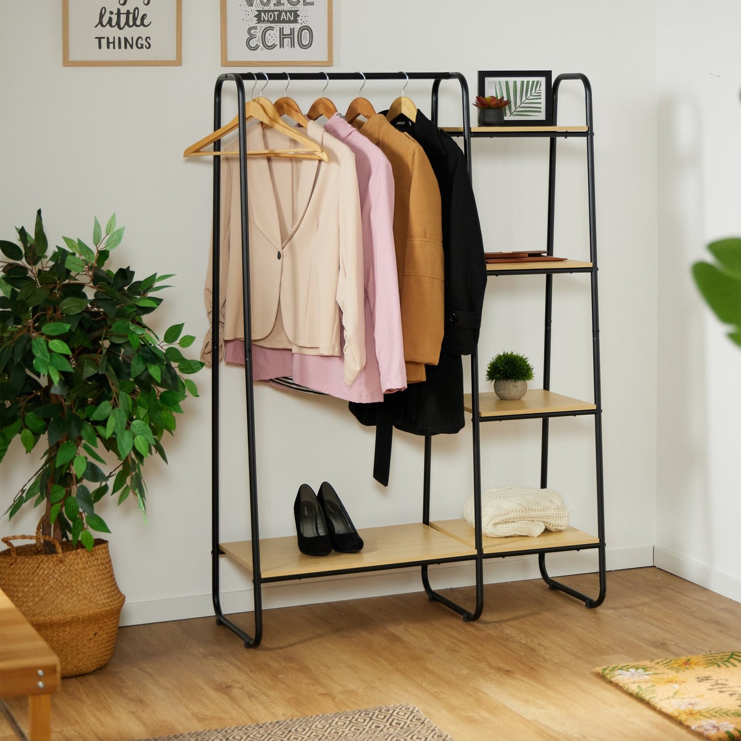 Upholstery with shelves