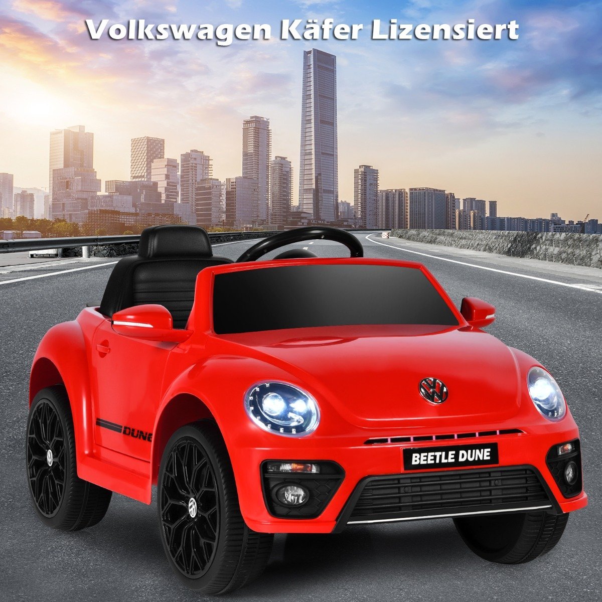 VW Beetle children's car with music & 2 lighting modes including 2.4G remote control red