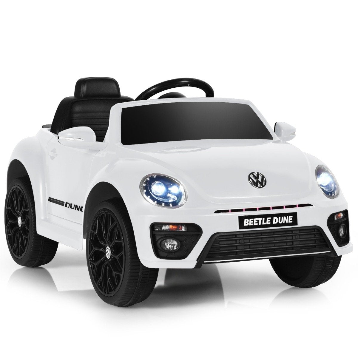 VW Beetle children's car with music & 2 lighting modes including 2.4G remote control white