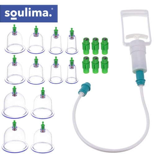 Vacuum Cupping Set, 12 Fireless Cups with Pump