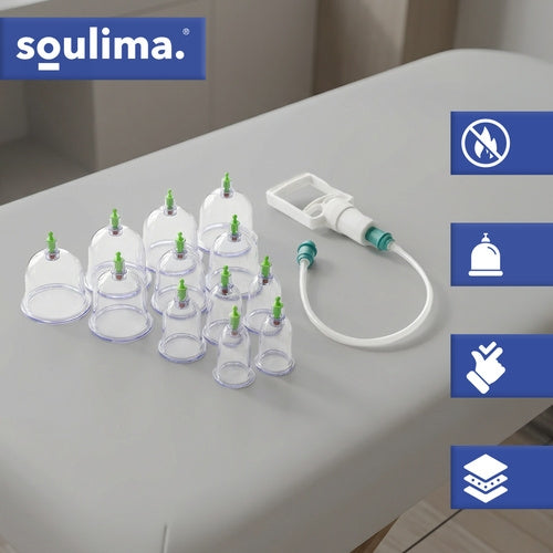 Vacuum Cupping Set, 12 Fireless Cups with Pump