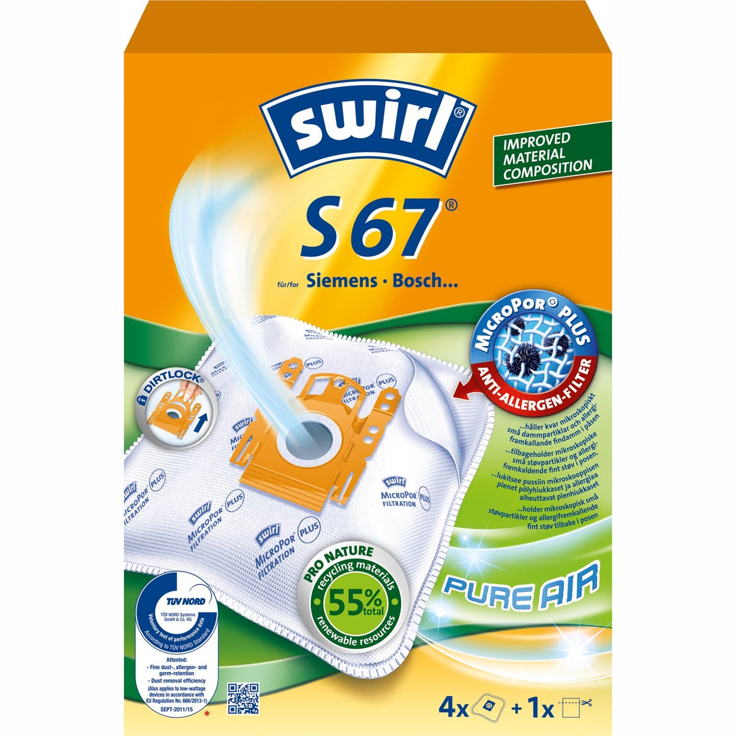Vacuum cleaner bags S67 4PCS (NOTE 3PCS DFP)