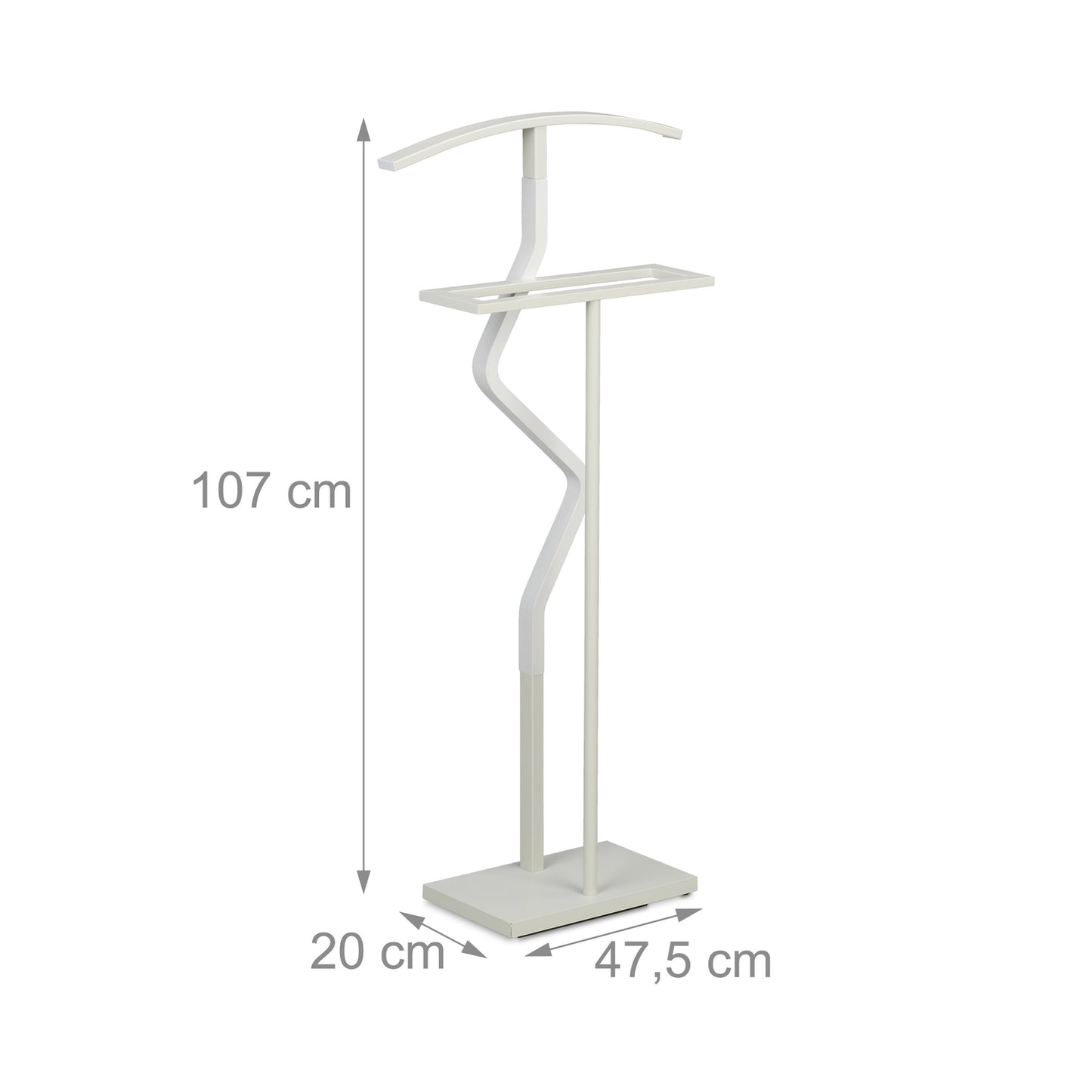 Valet Suit Stand, 107 cm, White, Steel/Wood Effect
