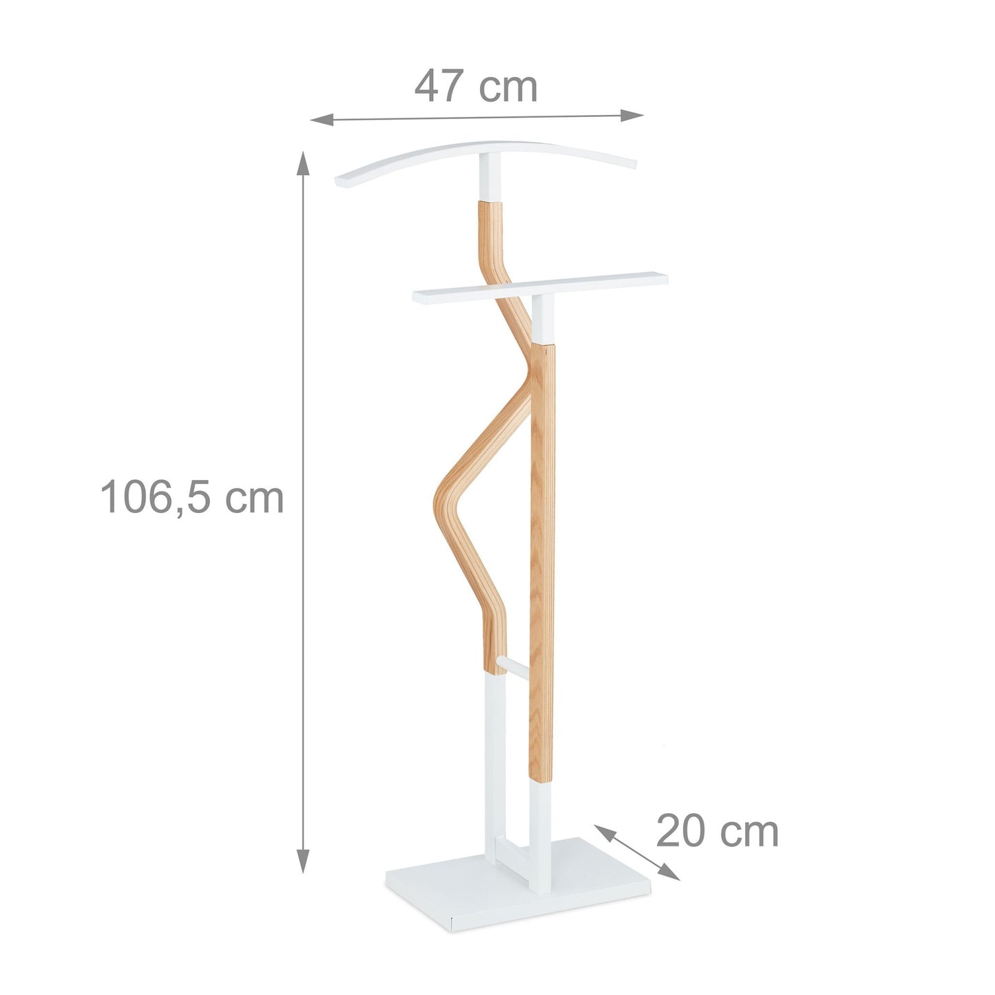 Valet stand in white and wood look