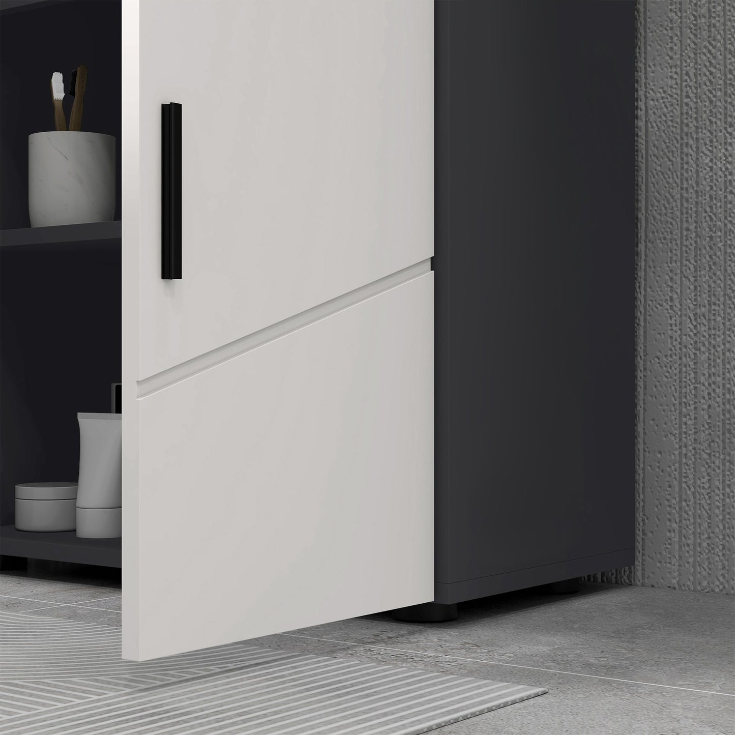 Gray bathroom base, adjustable shelf, anti-tip, 60x30x60 cm