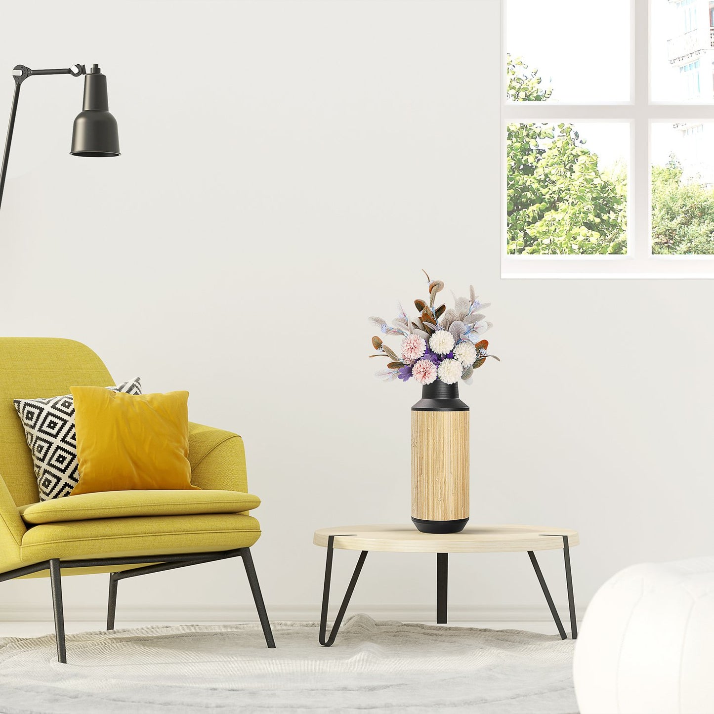 Flower vase in metal, non-slip, country style, 42 Cm