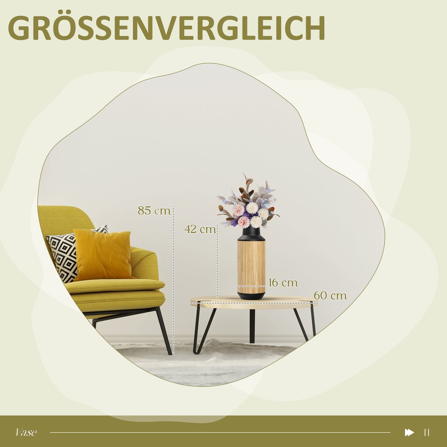 Flower vase in metal, non-slip, country style, 42 Cm