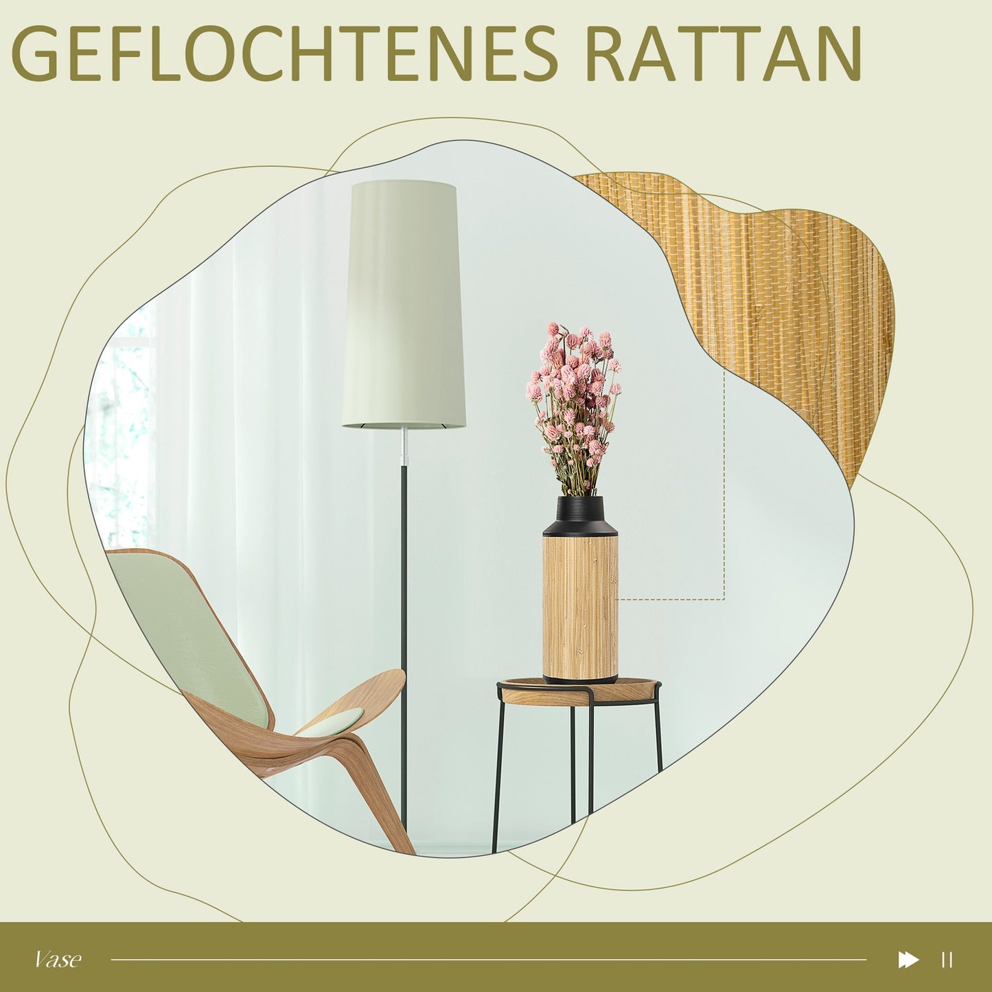 Flower vase in metal, non-slip, country style, 42 Cm