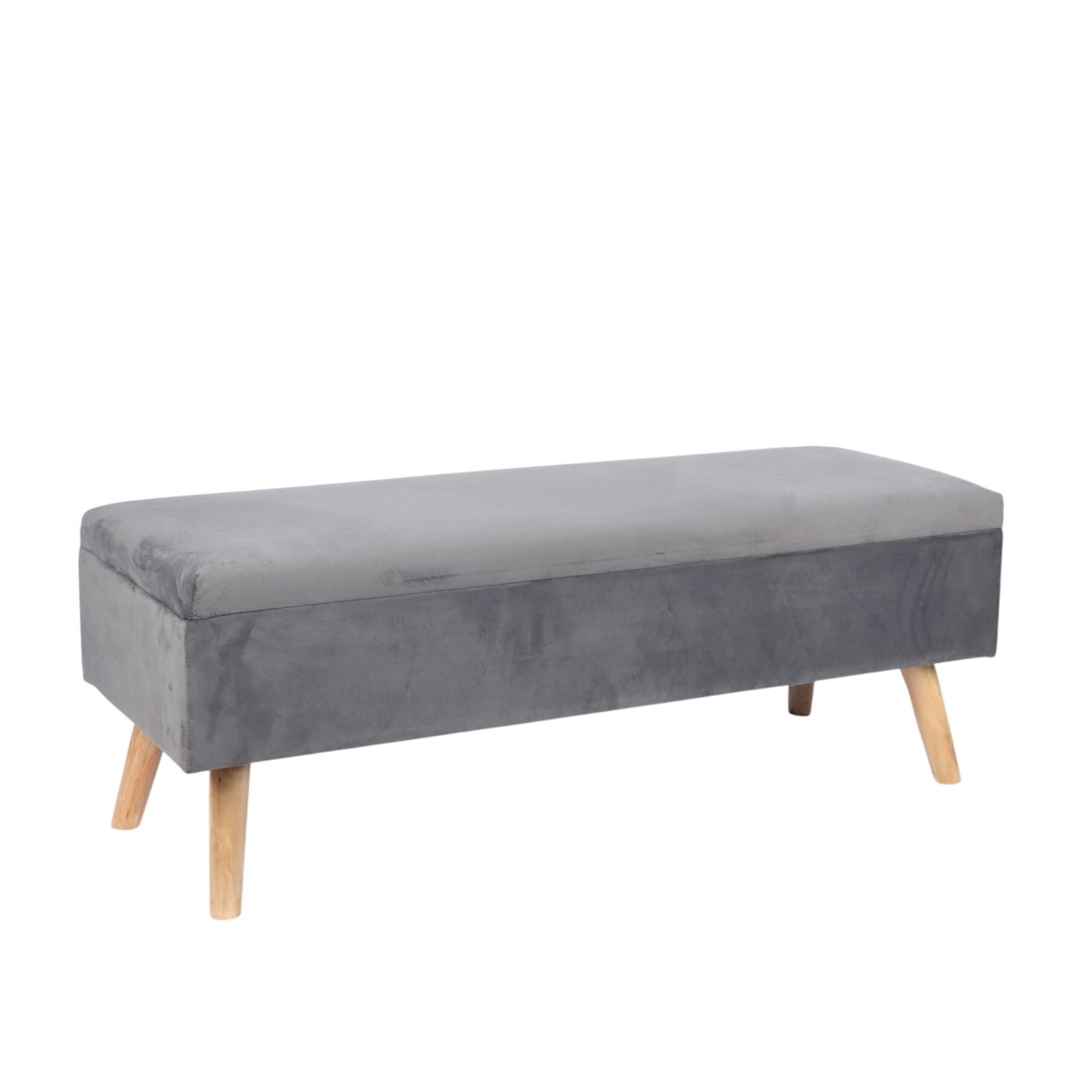 Velvet Storage Bench with Eucalyptus Wood Legs
