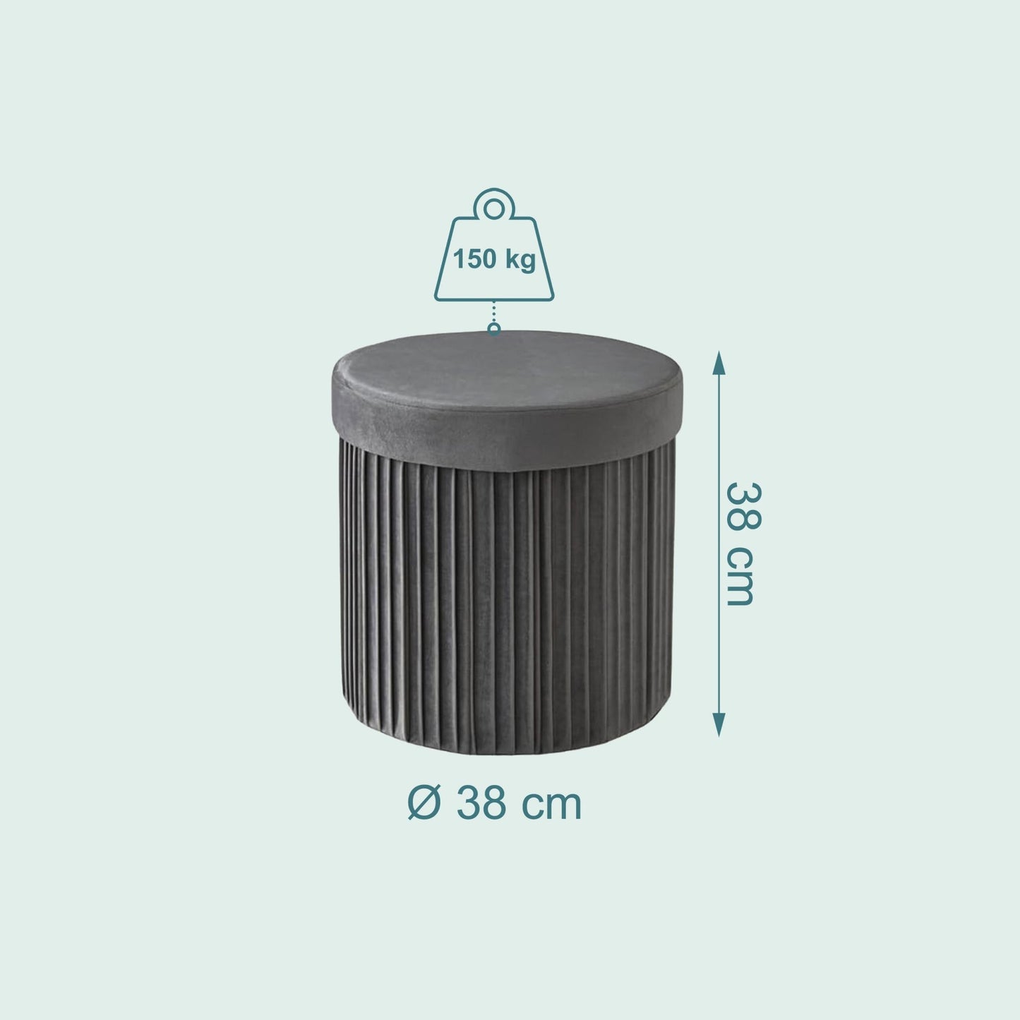 Velvet Storage Stool with Padded Seat and Compartment