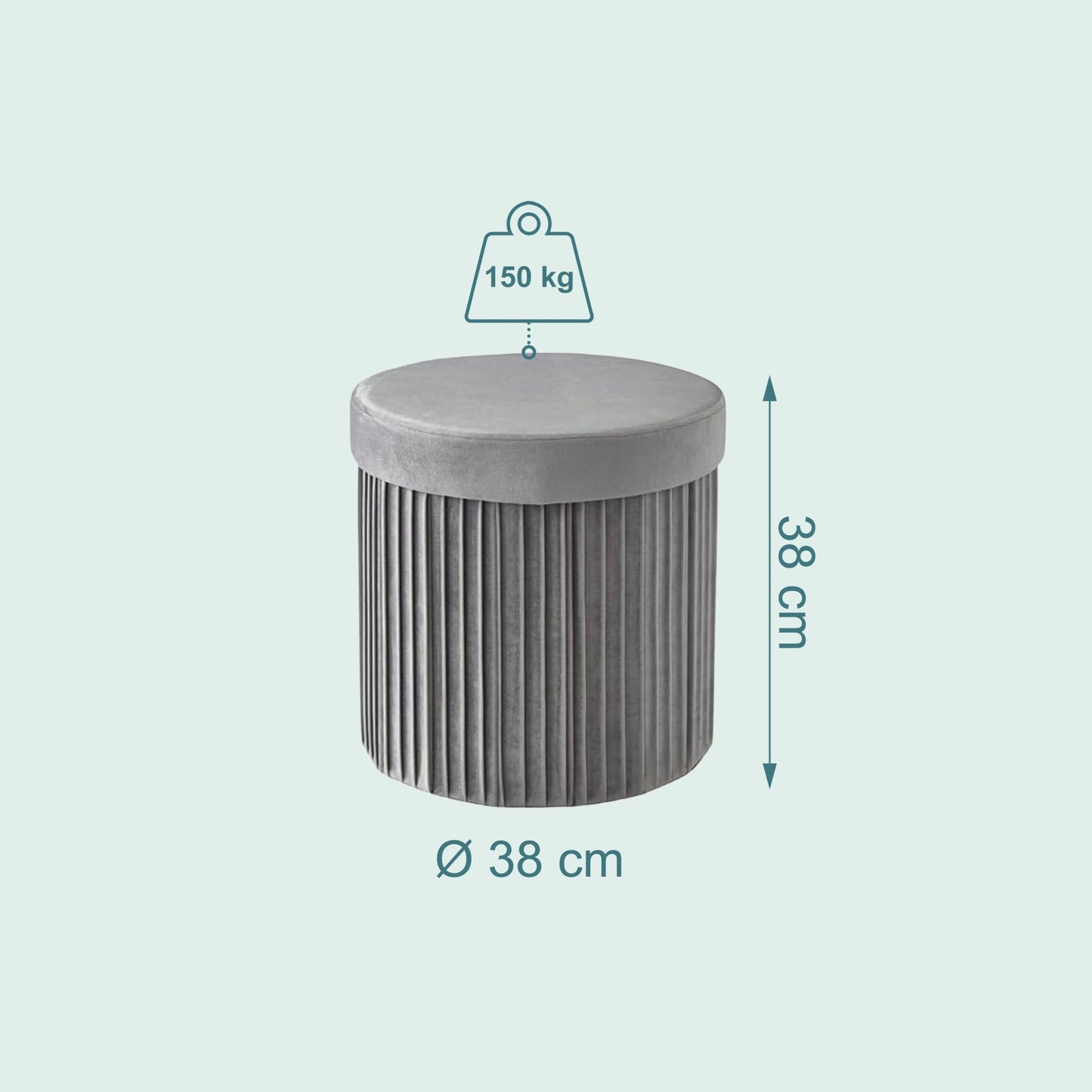 Velvet Storage Stool with Padded Seat and Compartment