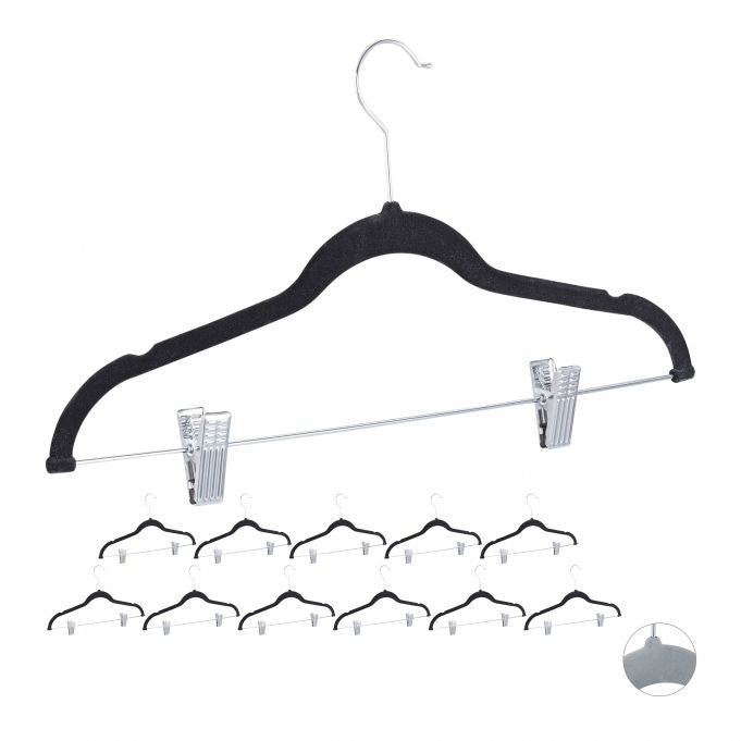 Velvet hanger with clips set of 12