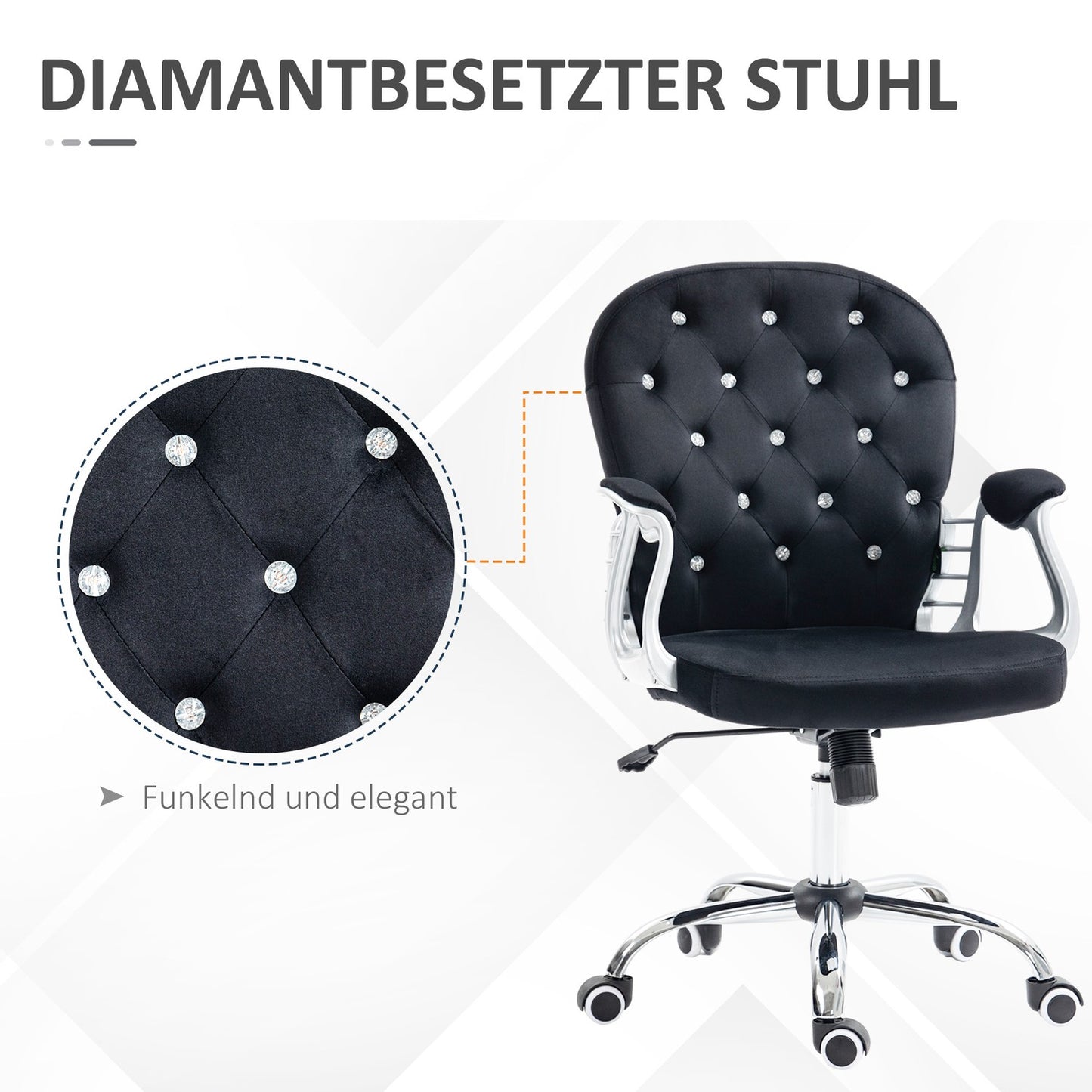 Black Velvet Office Chair – Swivel, adjustable, padded chair