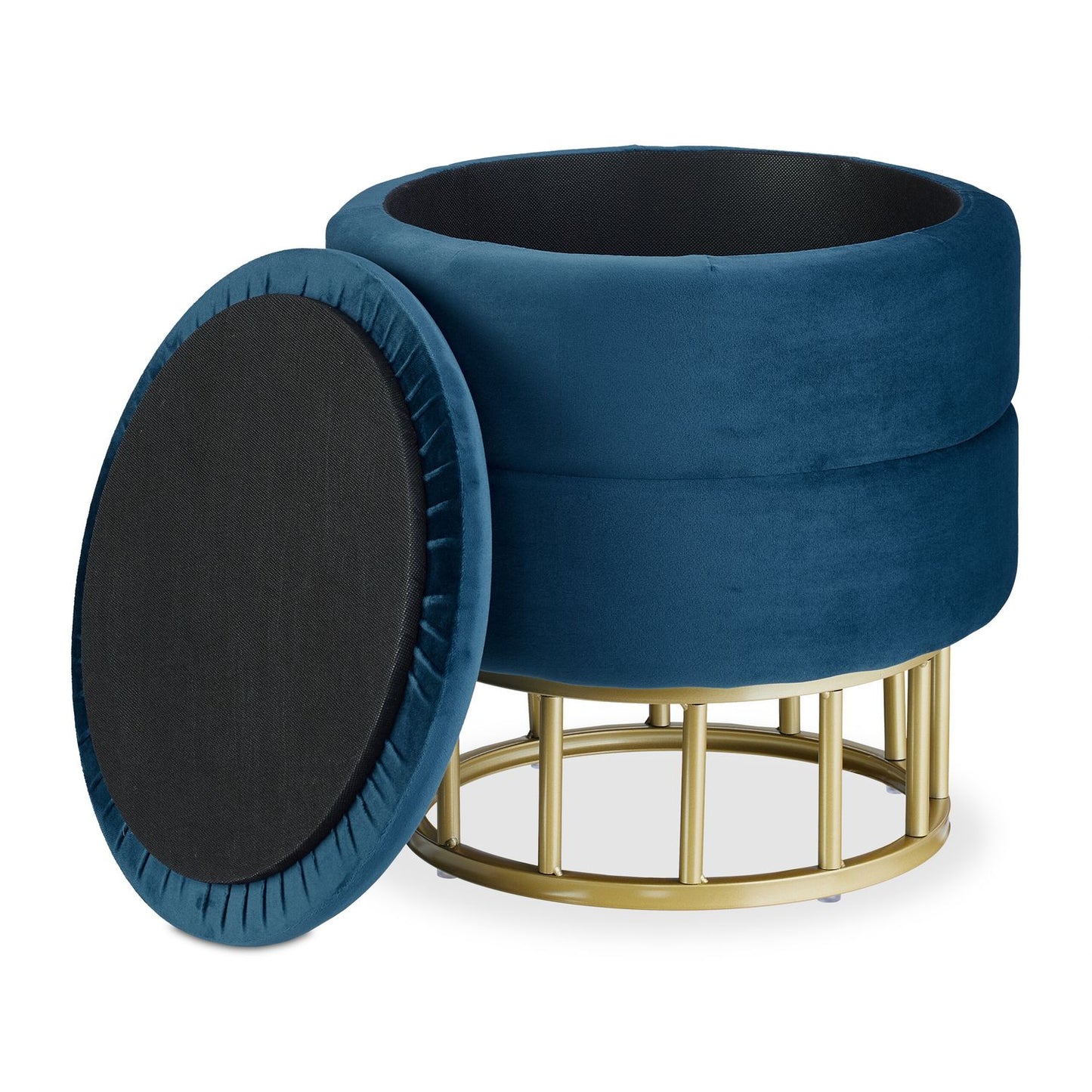 Velvet pouffe with storage space