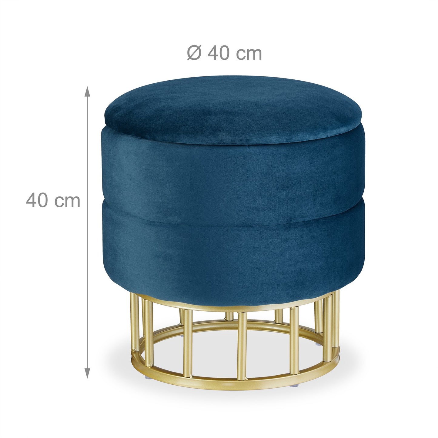 Velvet pouffe with storage space