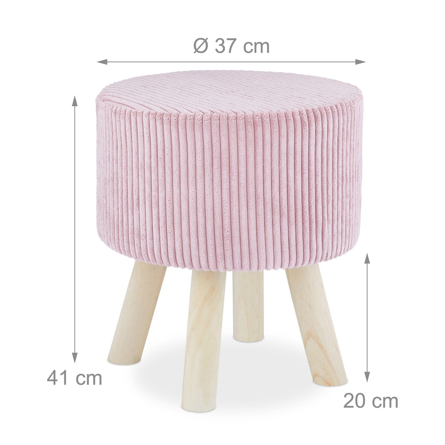 Velvet stool with wooden legs