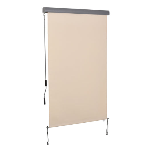 Creamy white Balcony awning - Hand crank, Wind protection, 120x200 Cm