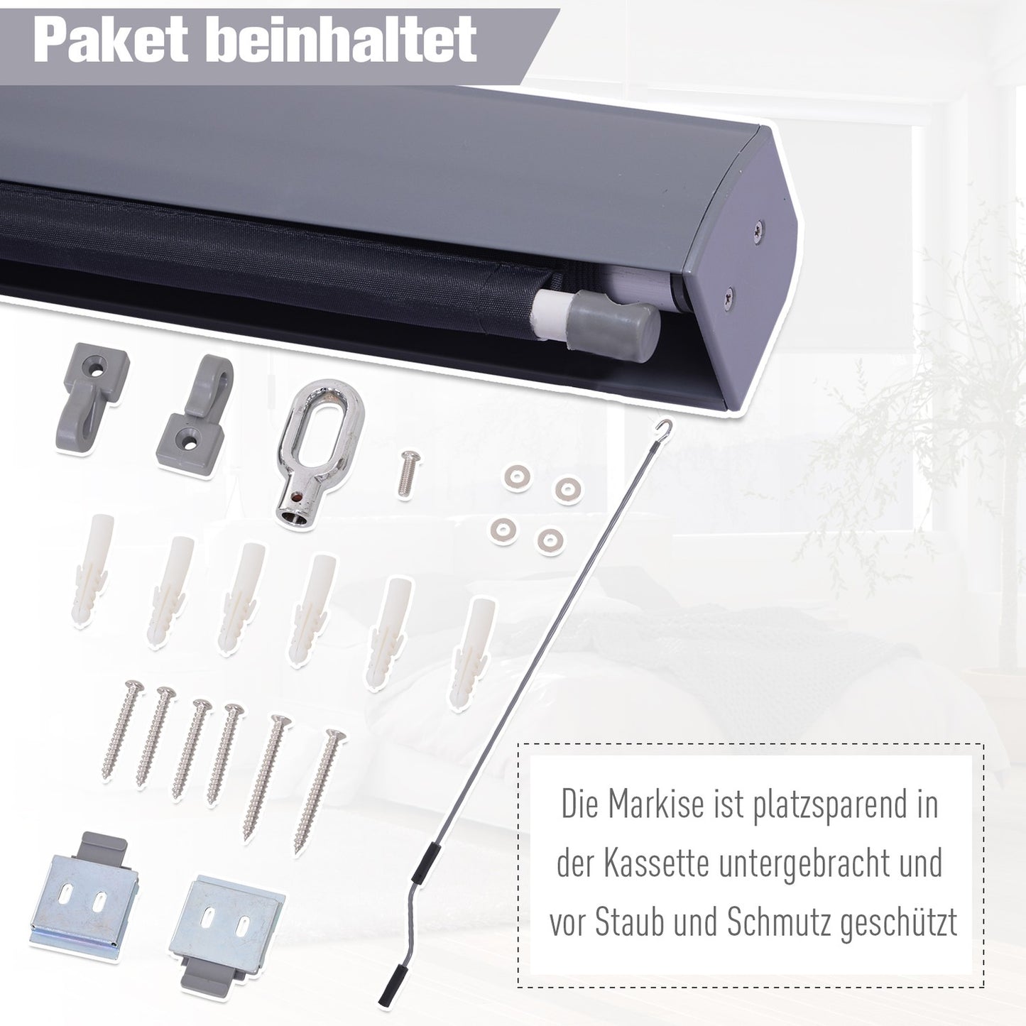 Balcony Roller blind, Polyester, Wind protection, 140x200 cm