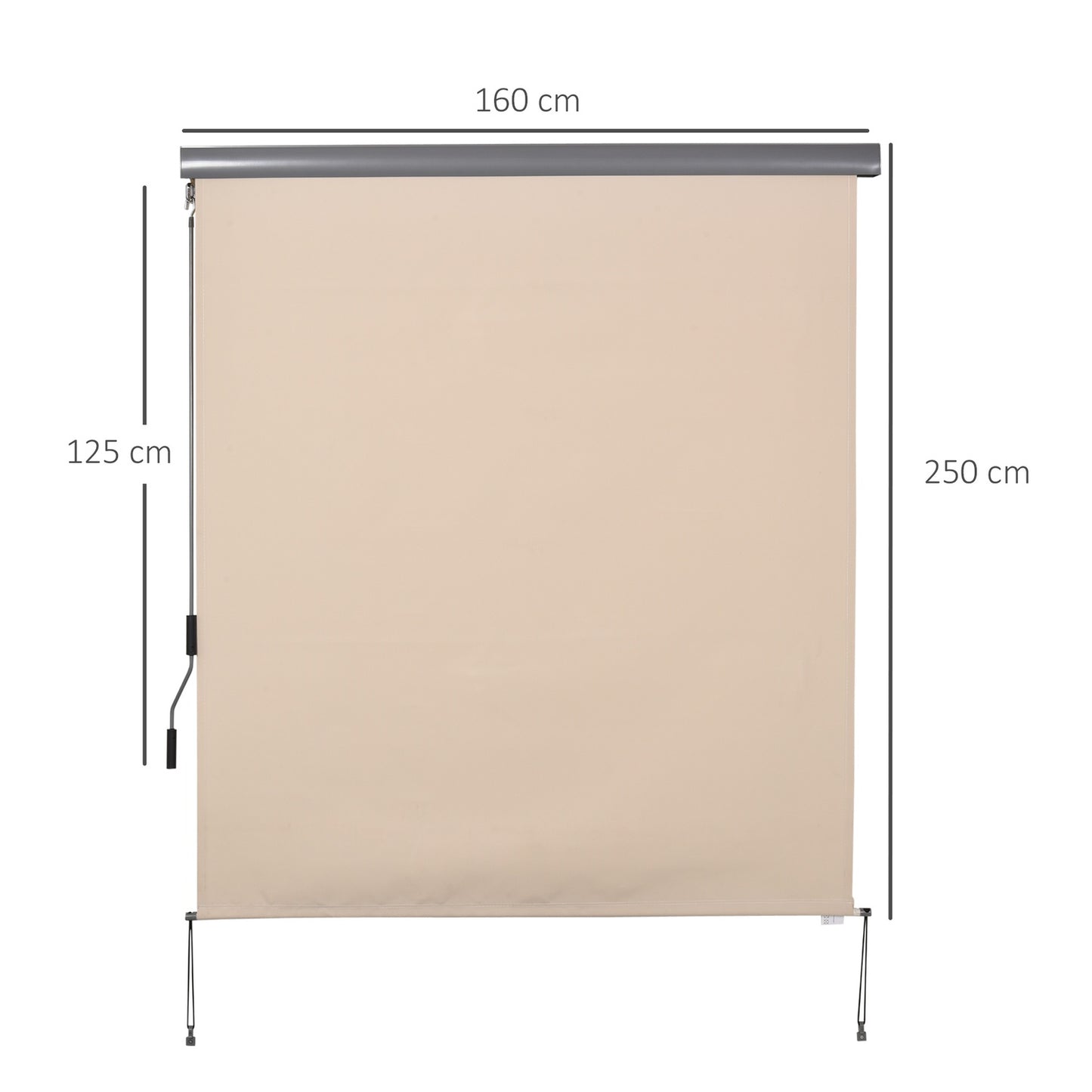Balcony Awning Privacy screen, Hand crank, 160x250 cm