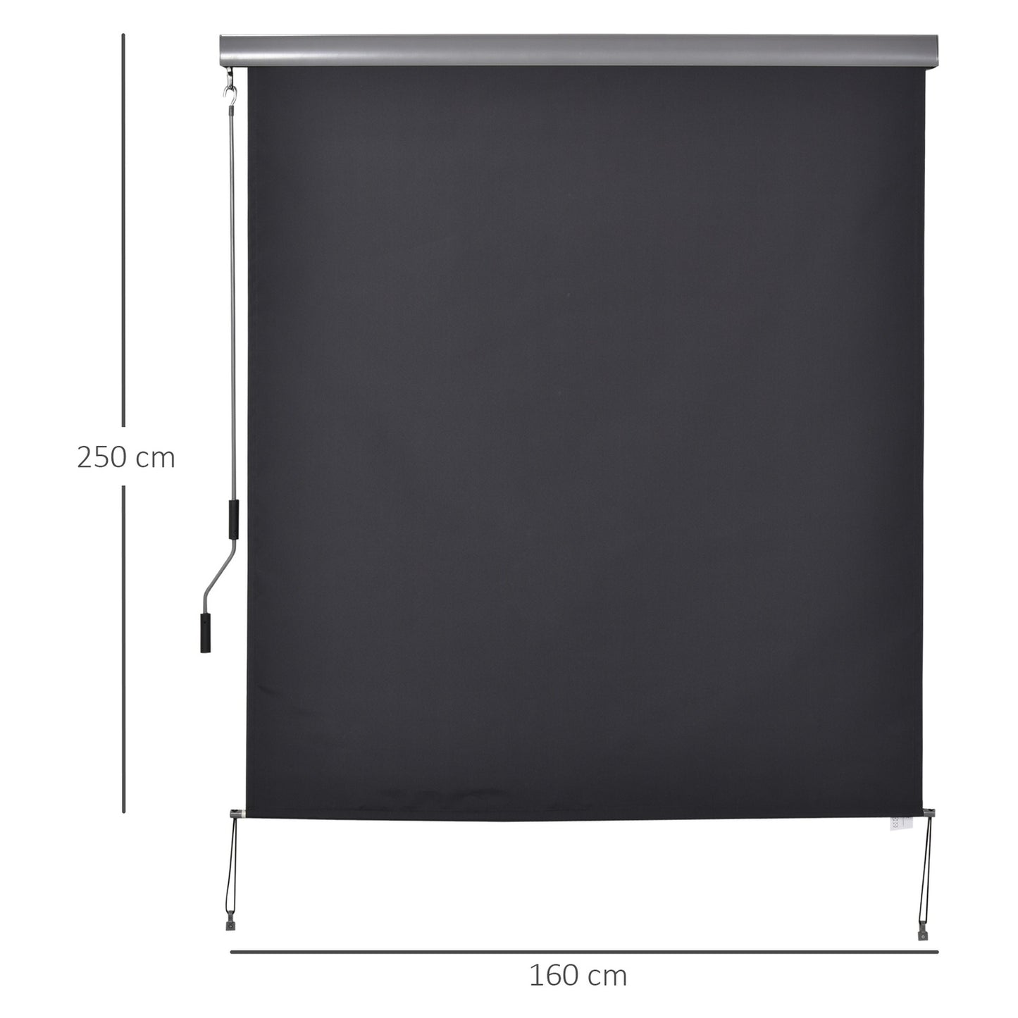 Balcony Awning Wind & Privacy Screen, Hand Crank, 160x250Cm