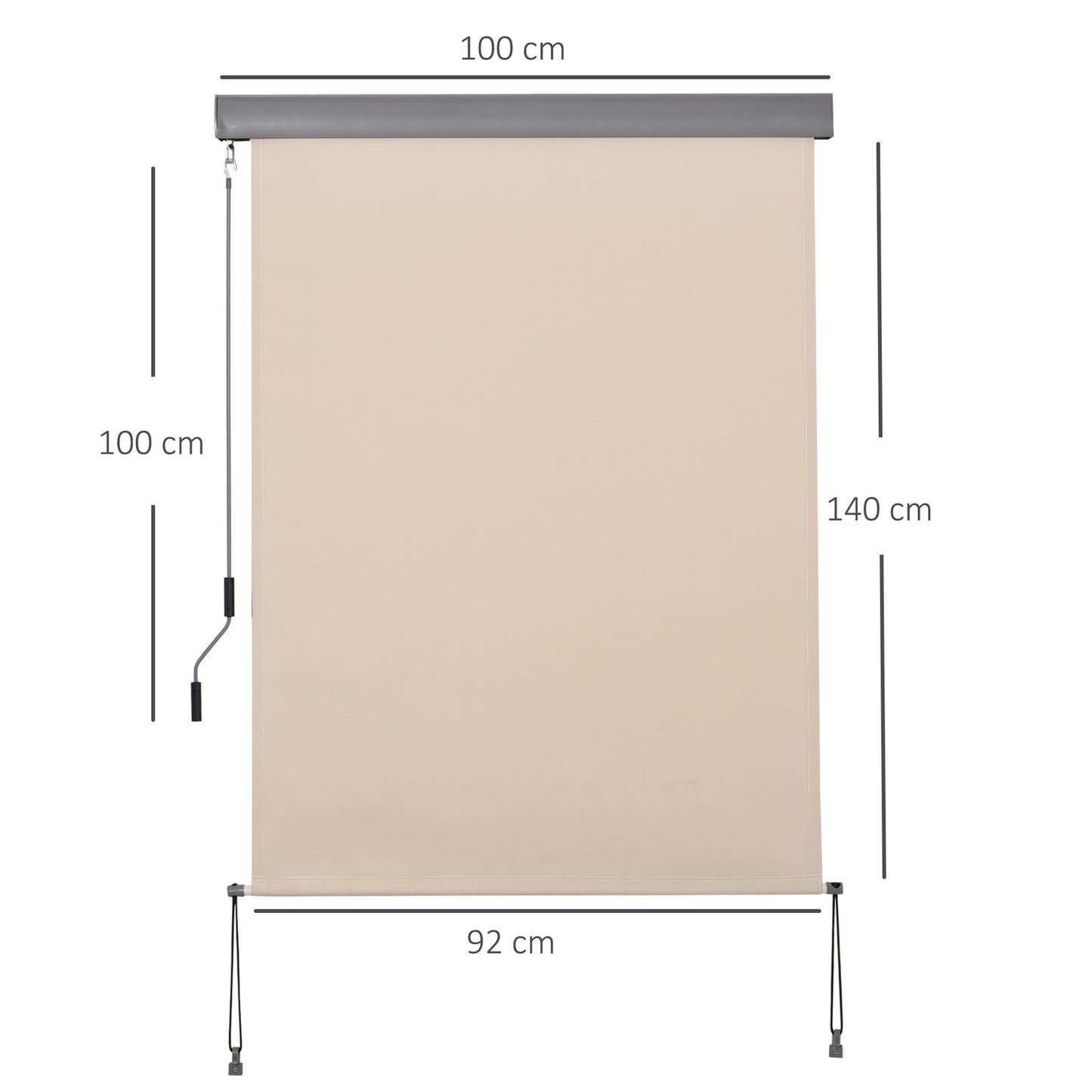 Creamy white Vertical Balcony Awning, windproof, 100x140cm