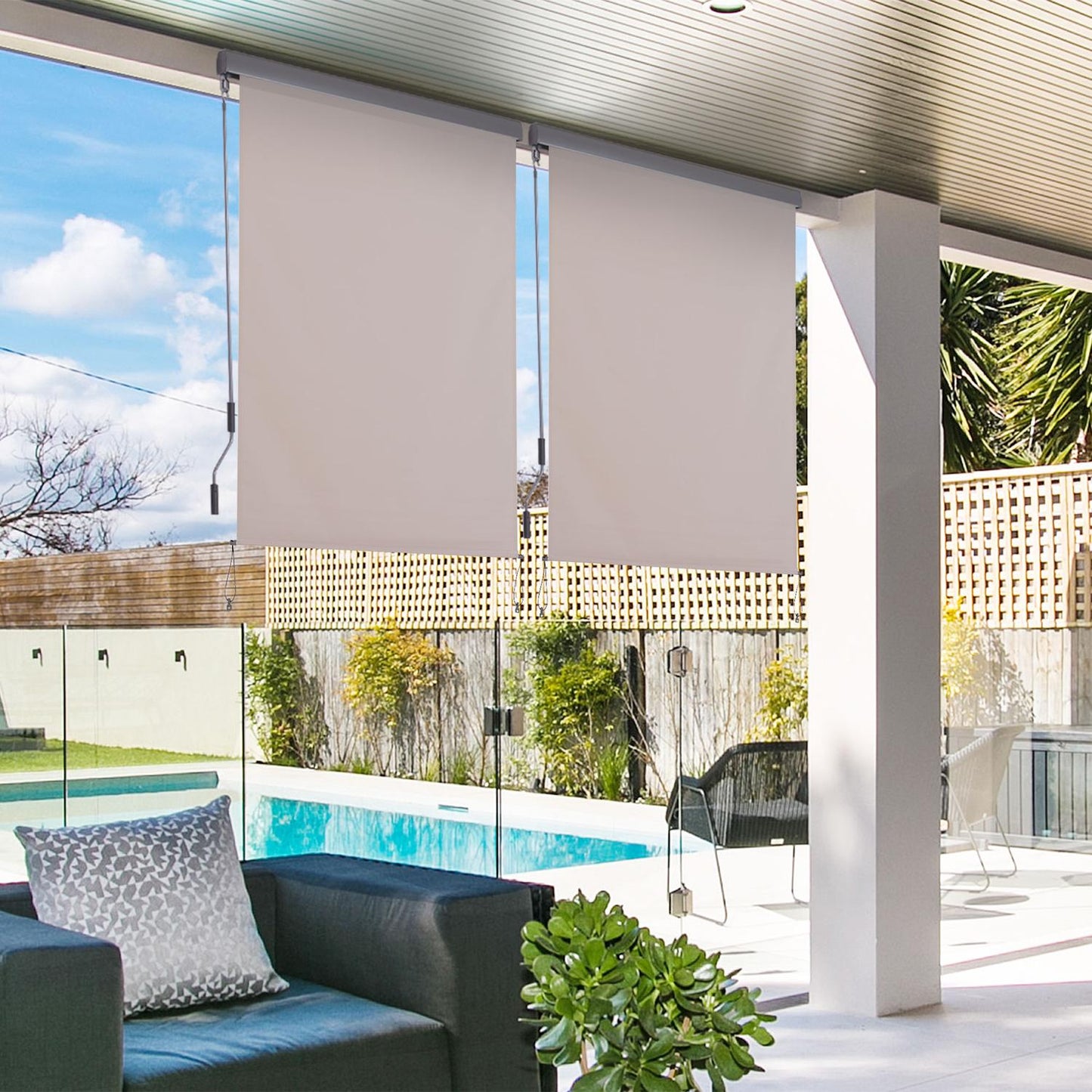 Vertical Awning, Wind & Privacy Screen, 140x250cm Cream