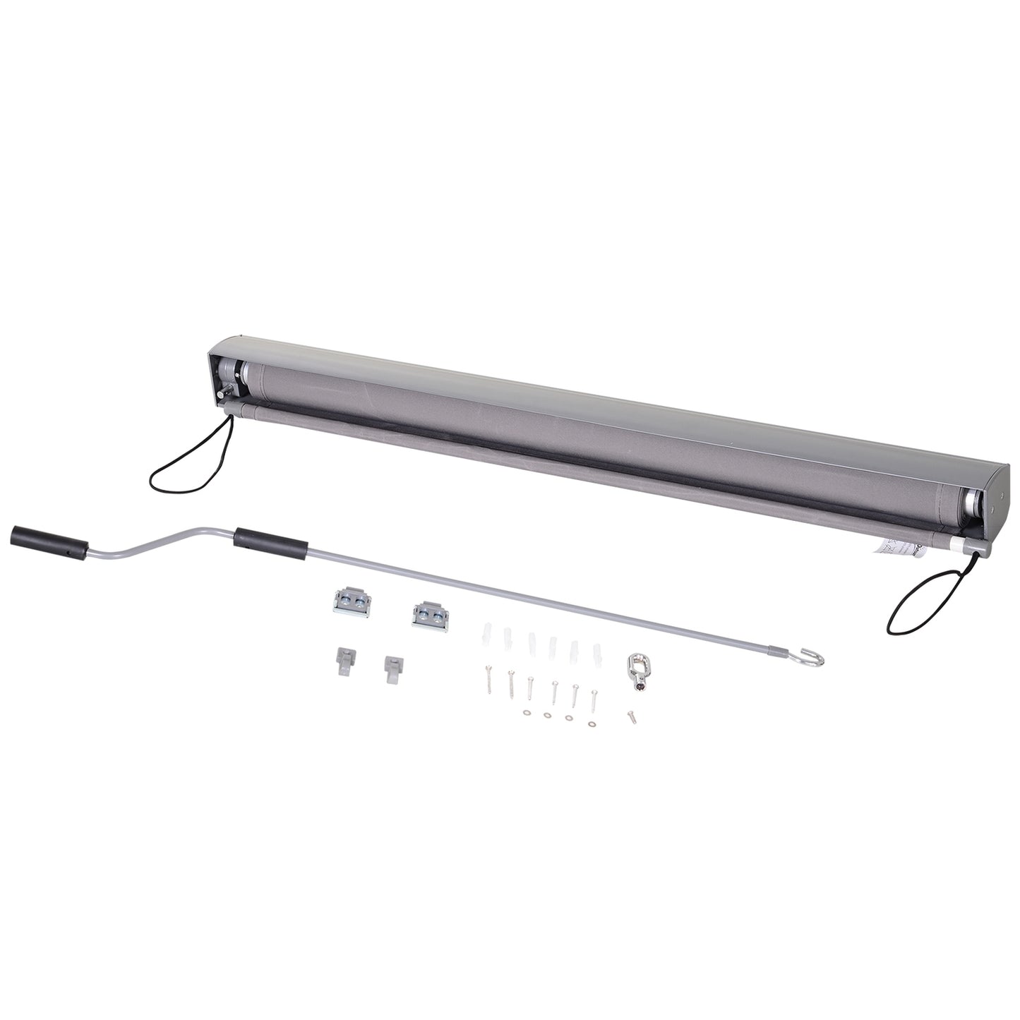 Balcony awning with hand crank, grey, 100x140cm, wind and privacy protection