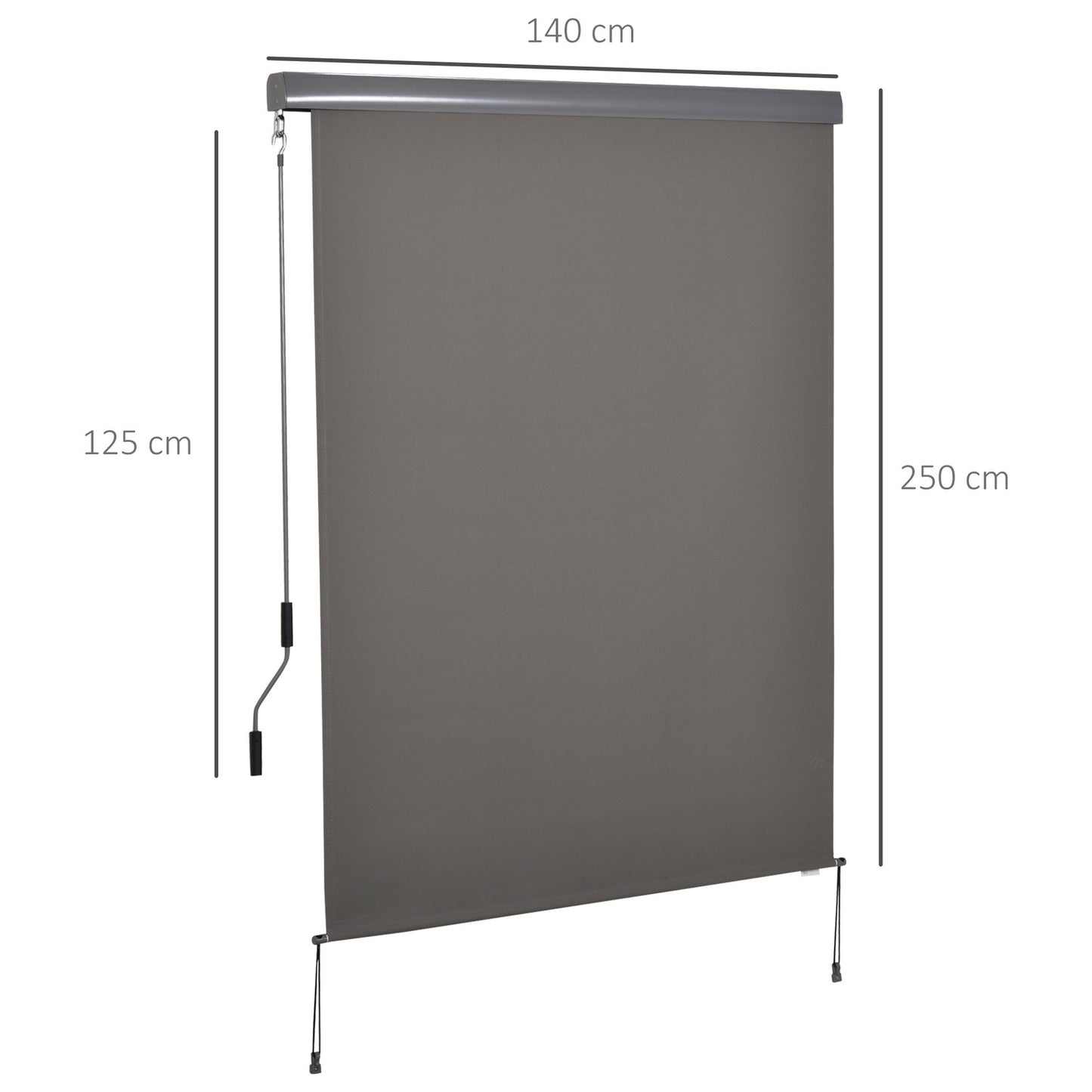 Balcony Awning Screen - Wind Protection & Privacy, Grey, 140x250 cm