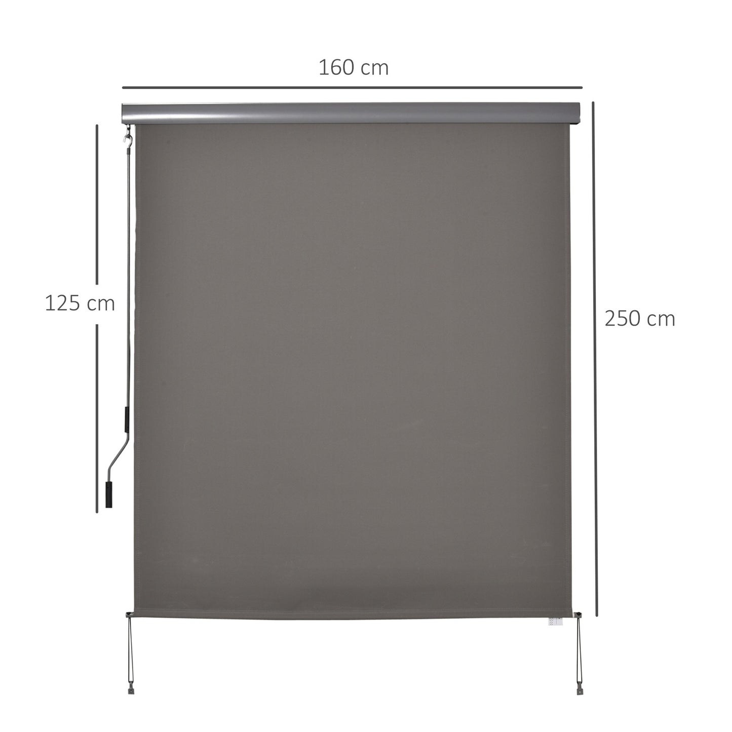 Balcony Awning Wind & Privacy Screen, Grey, 160x250cm