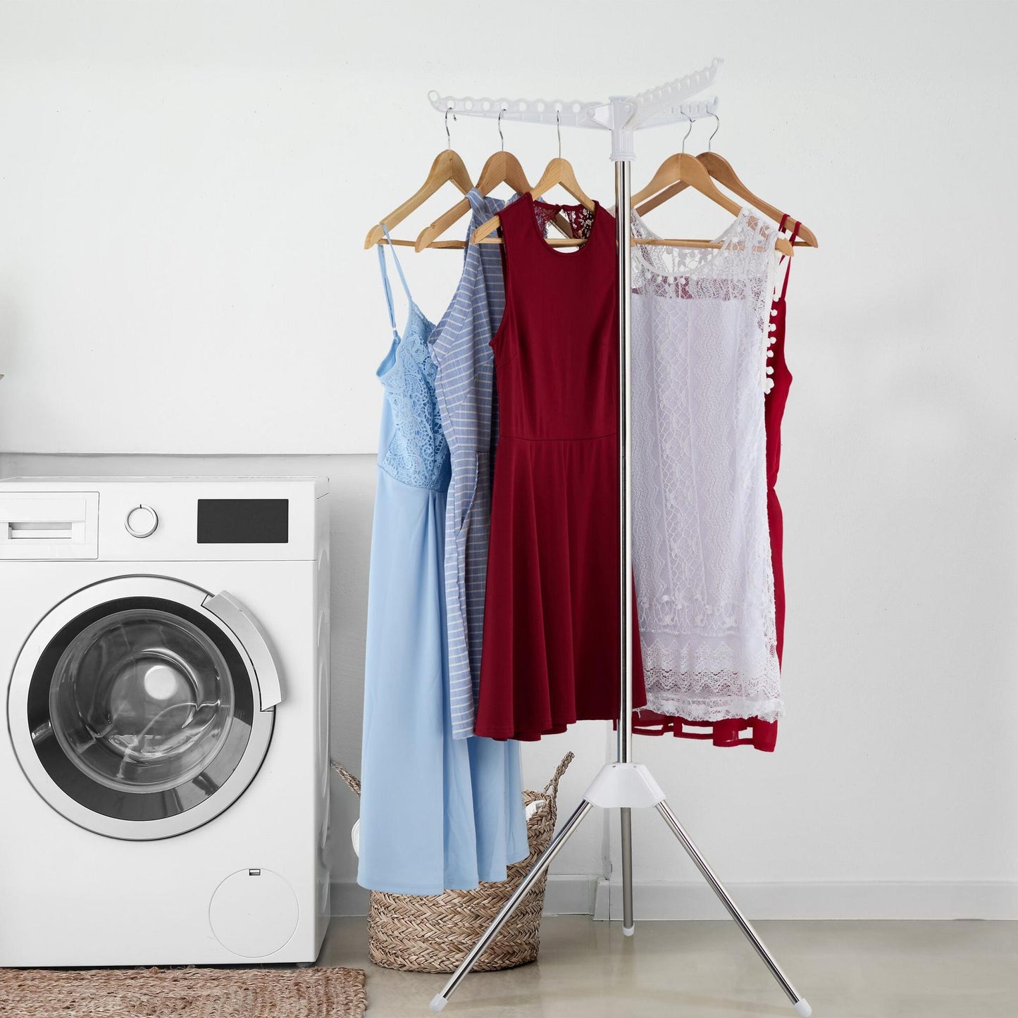Vertical Clothes Airer, 3 Rotatable Arms, Space-Saving