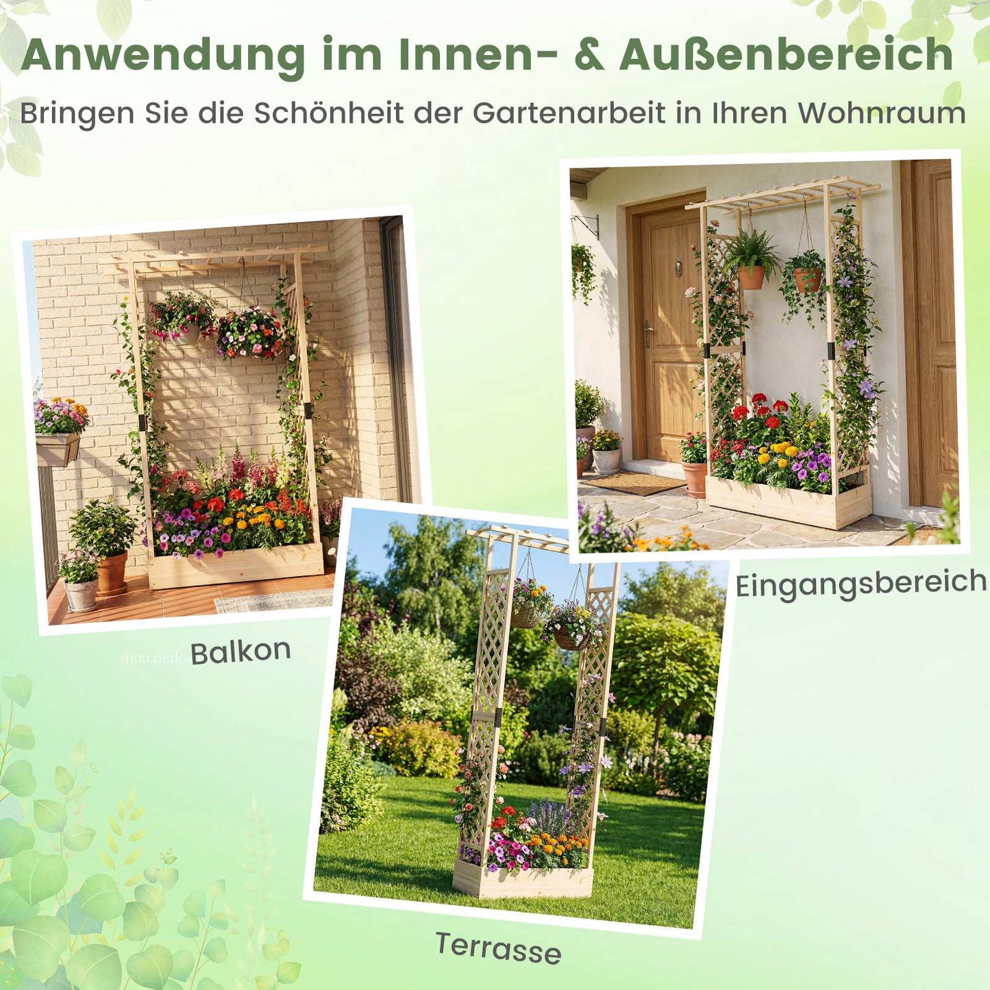 Vertical Planter Box with Trellis and Hanging Roof