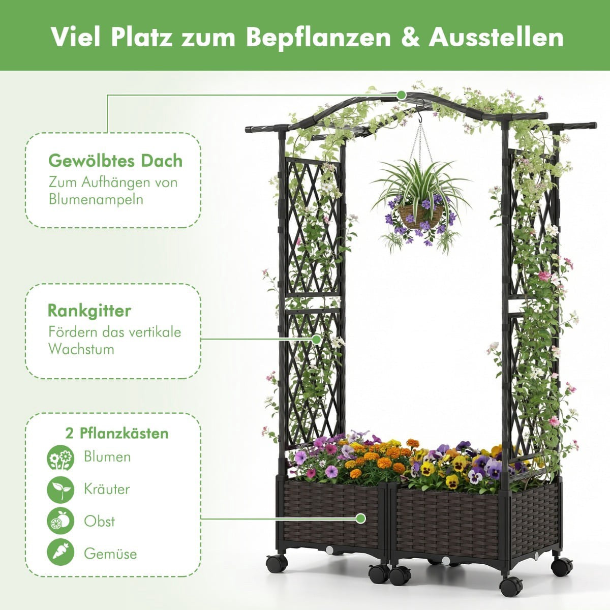 Vertical Planter with Trellis & Self-Watering System